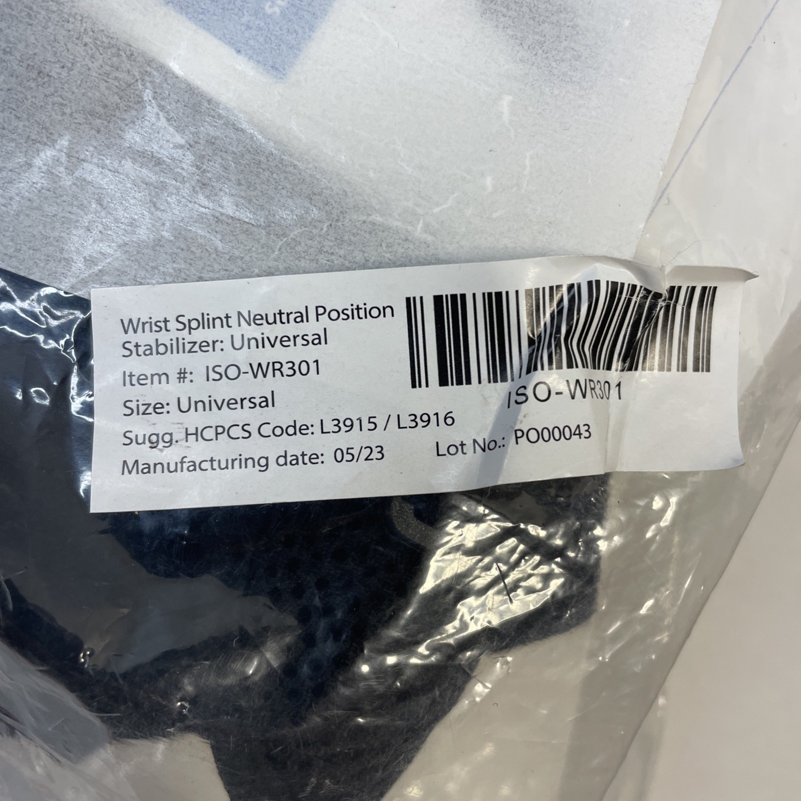 ISO-WR301 Preferred Wrist Splint Neutral Position Stabilizer Brace New In Bag