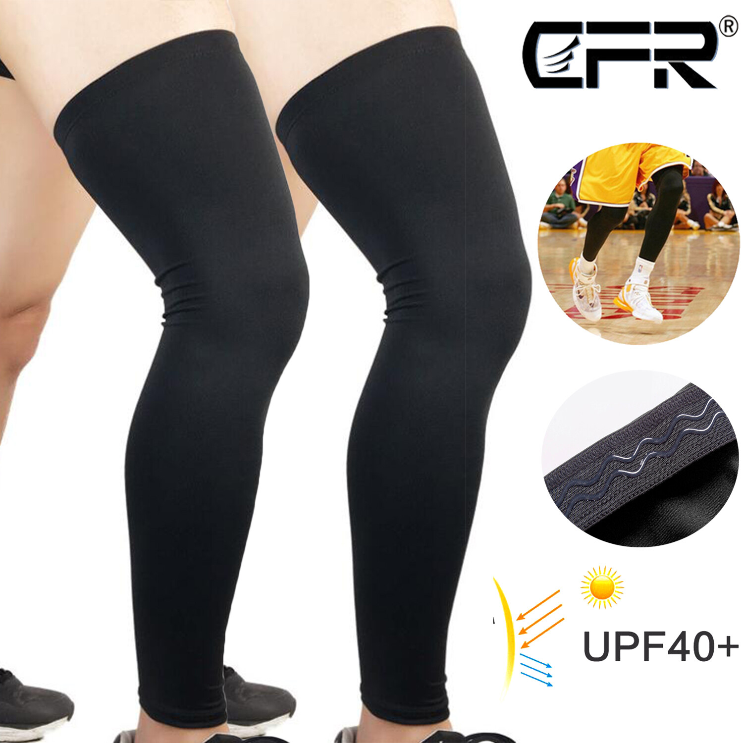 Compression Knee Support Sleeve Leg Protector Thigh Anti UV Basketball Running L