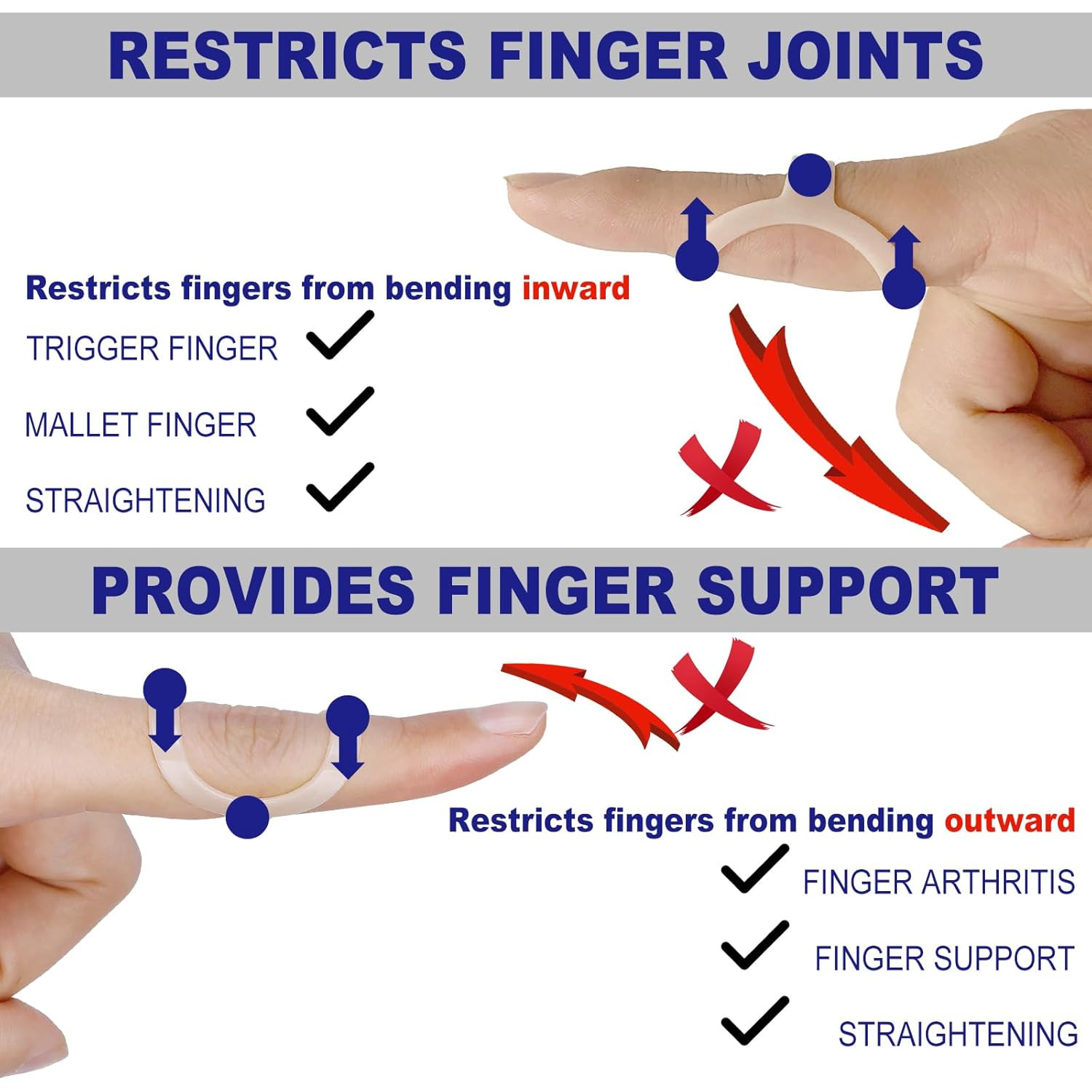 10Pcs Oval Finger Splints & Sleeves Kit, 6 Graduated Trigger Finger Splint & 4 F