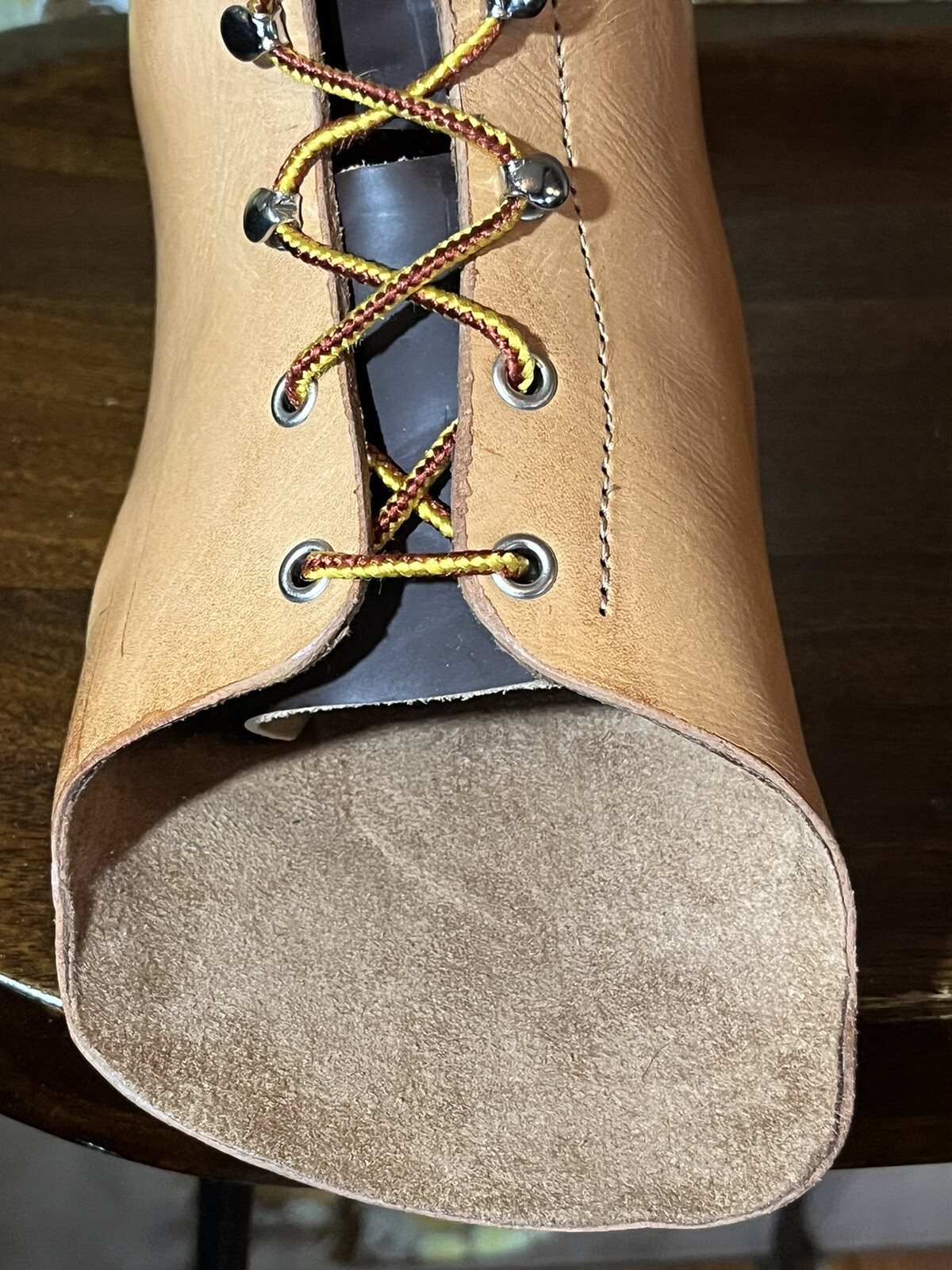 Tan Brown Leather Orthopedic Boot Lace Up Right Foot Custom Small ~9″ Tall