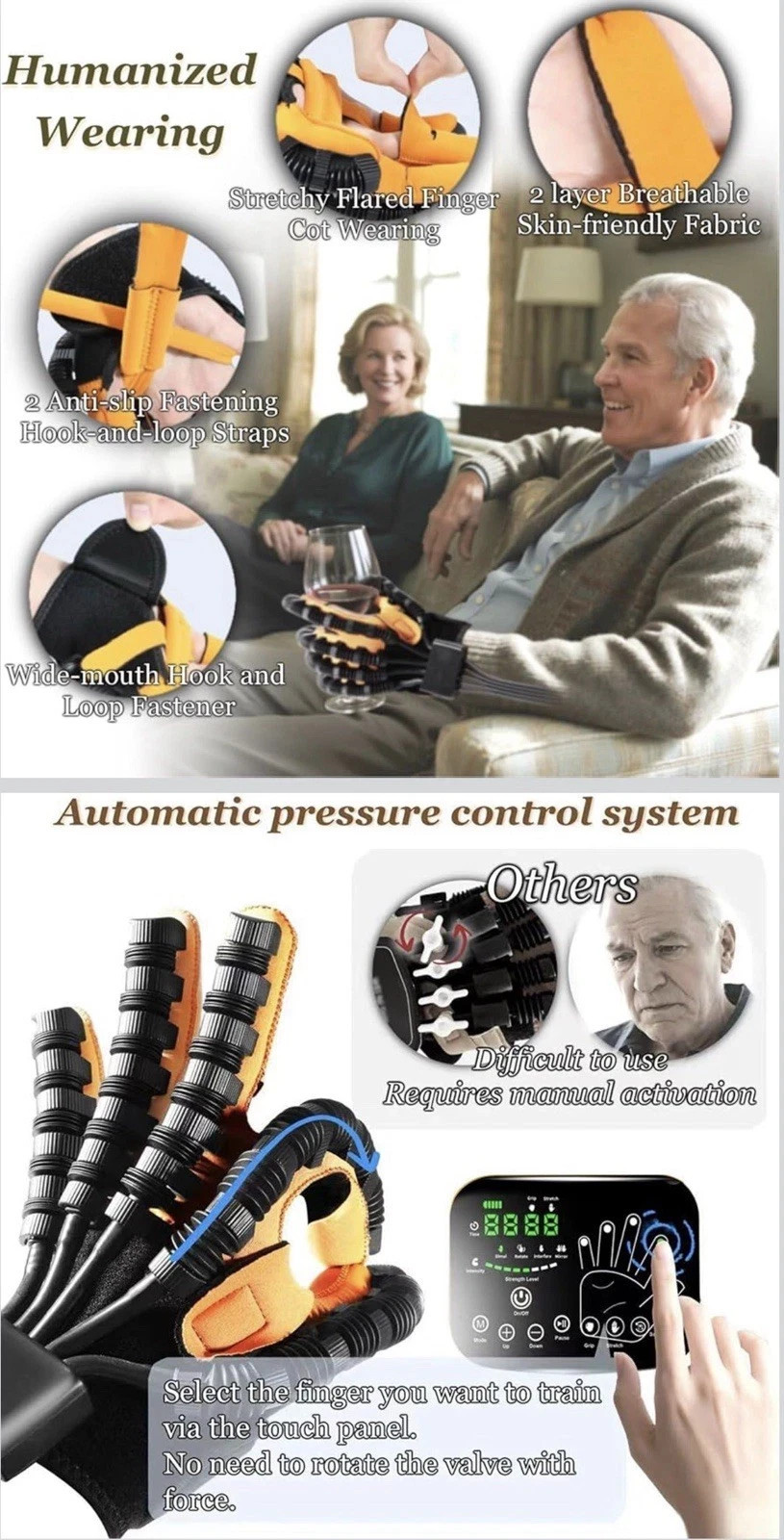 Rehabilitation Robot Gloves, Training Glove for Stroke Rehab Hand Finger Right L