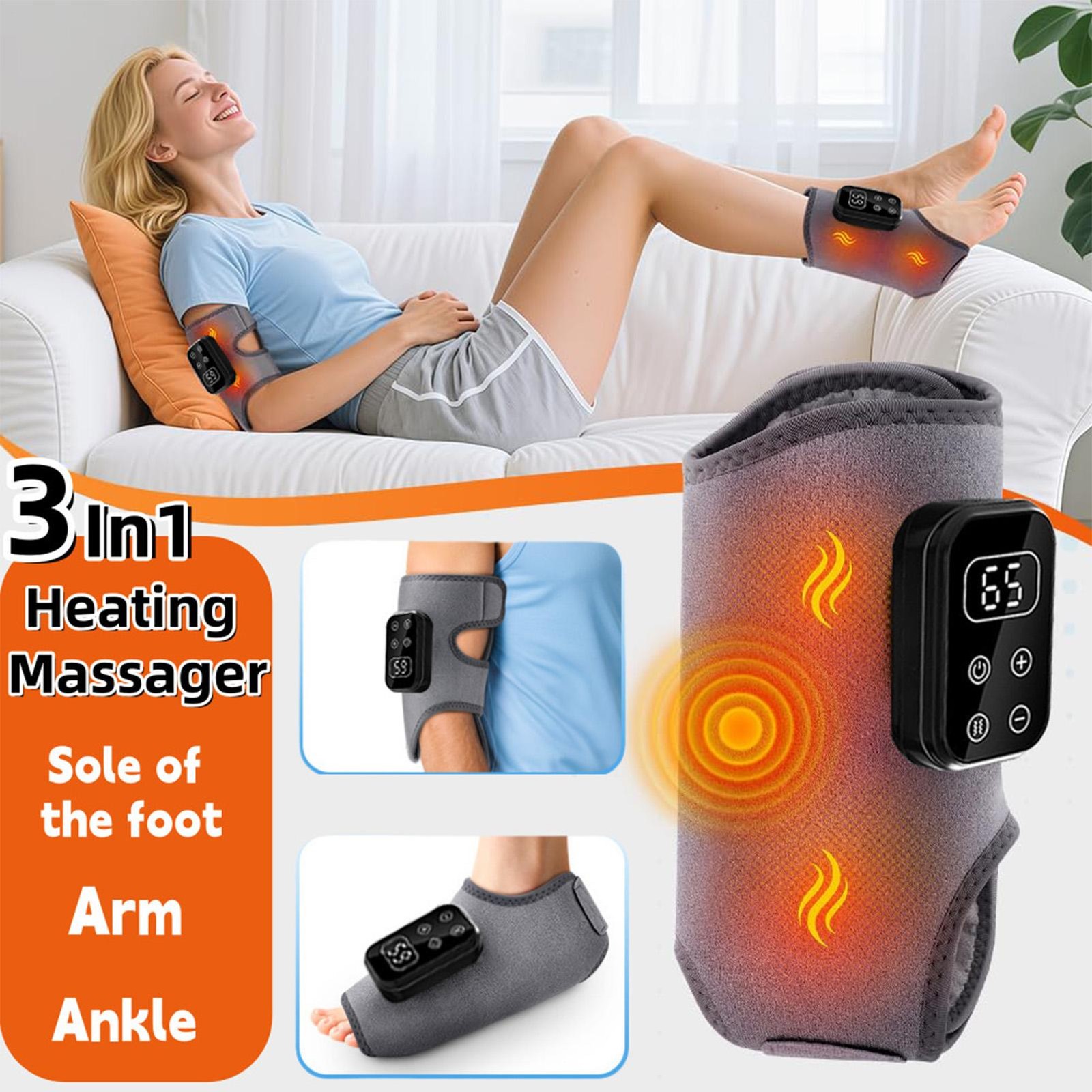 Electric Heated Foot Massager Cordless Brace Wrap With Vibration Ankle Massager