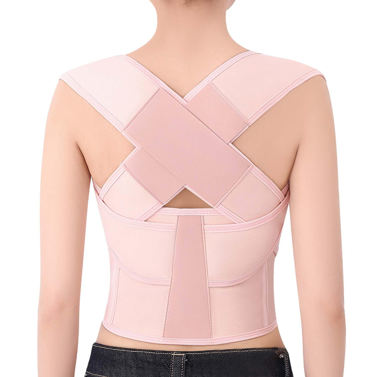 QFE Posture Corrector for Women and Men Back Medium (Waist 27.5″-31.5″), Pink
