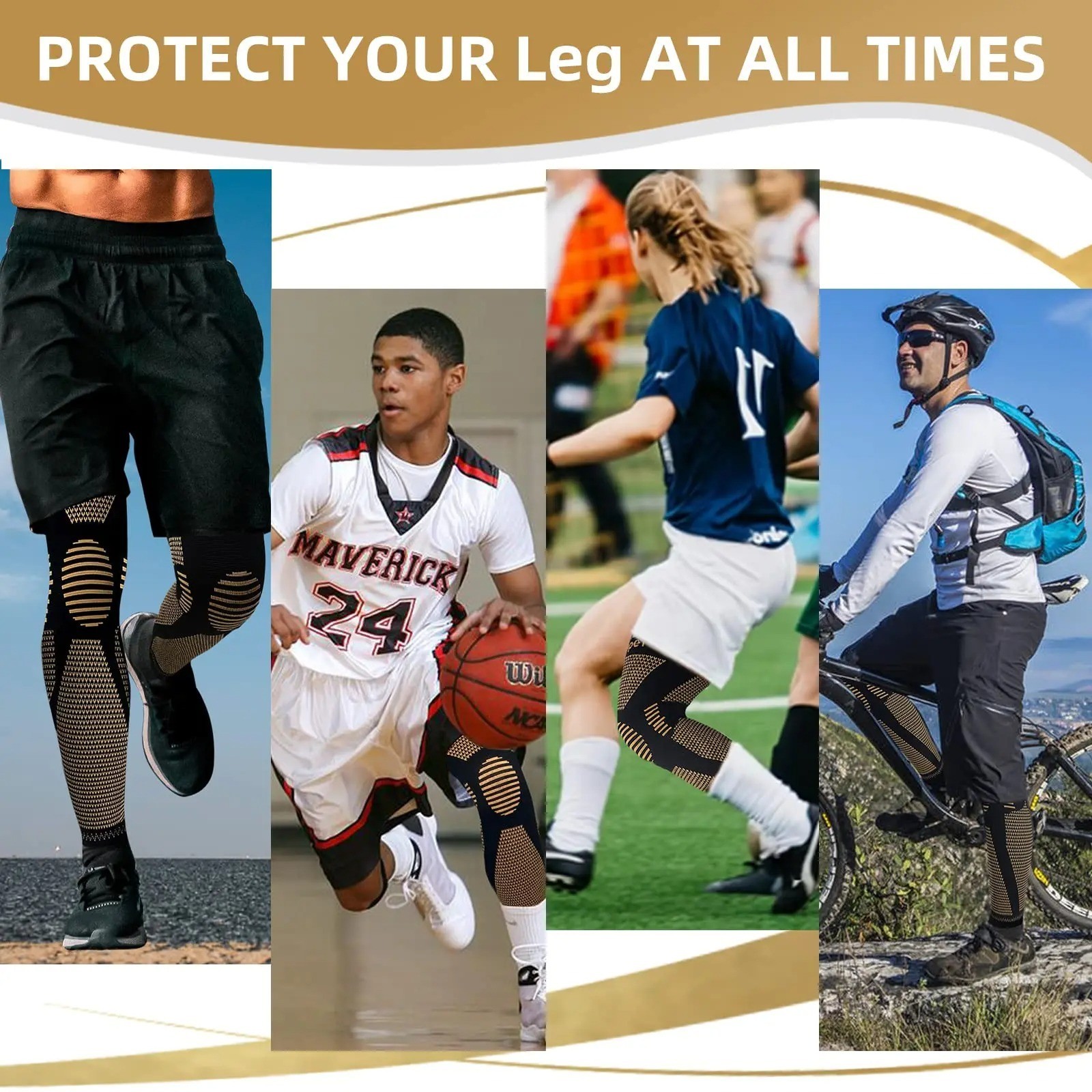 Copper Compression Knee Sleeve Full Leg Support Knee Brace Breathable Knit