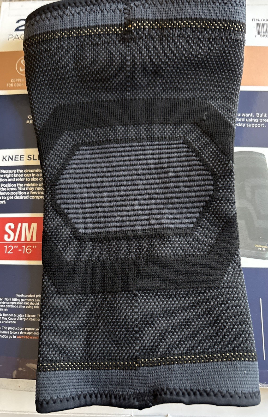 Copper Fit Elite Air Compression Knee Sleeve S/M 12″-16″ 2 Pack Black Open Box