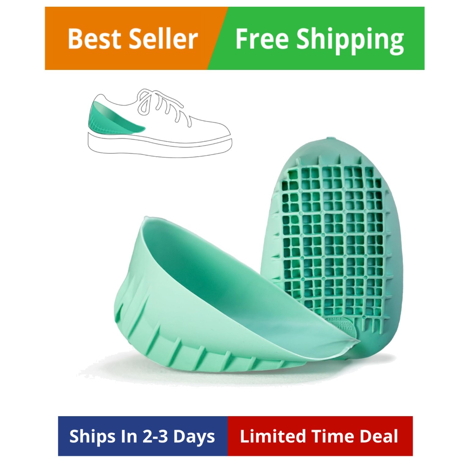 Heavy Duty Heel Cups, Shock-Absorbing Cushion Insert for Plantar Fasciitis, S…