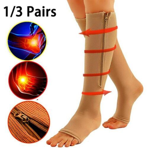 Copper Zipper Compression Socks Knee Support Compression Stockings 15-20mmHg US-