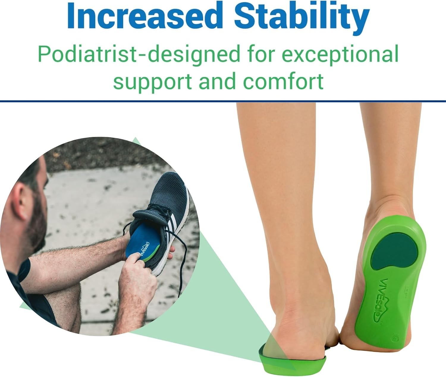 Plantar Fasciitis Support Insoles for Women & Men – Customizable 3/4 Arch Design