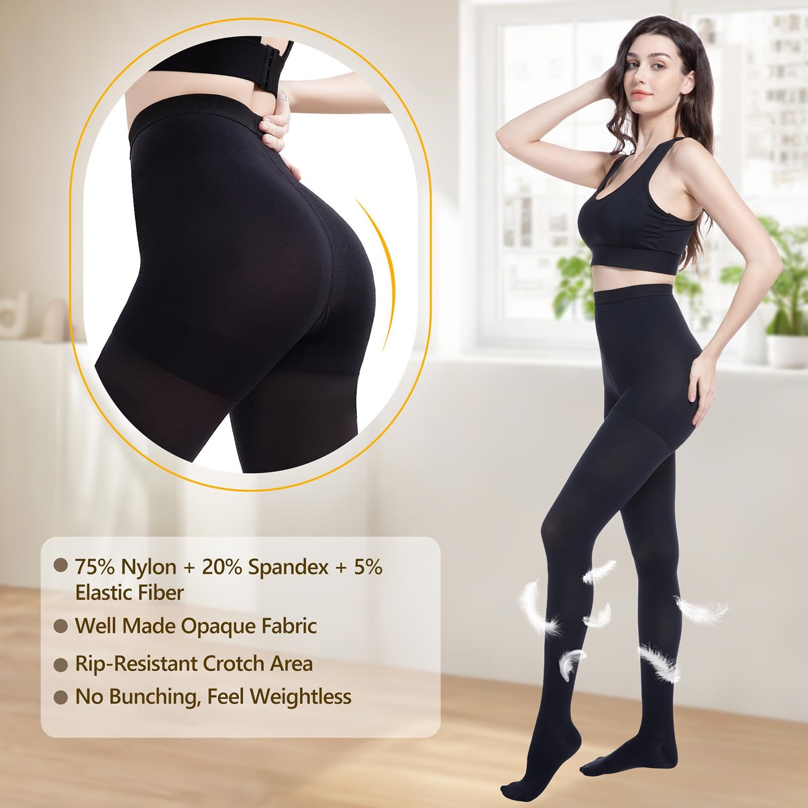 Compression Pantyhose for Women Men, 20-30 mmHg Graduated Compression Tights,…