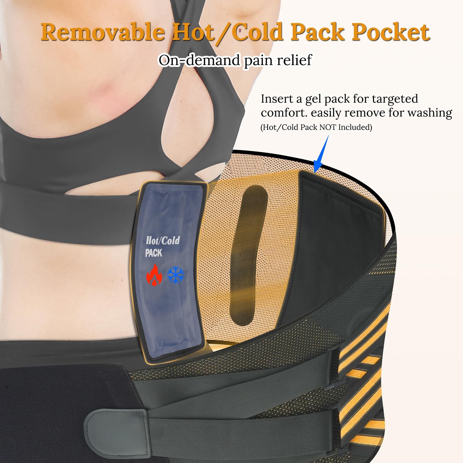 Copper Lower Back Brace with Removable Dual Spine Rods & Therapy PocketUltra …