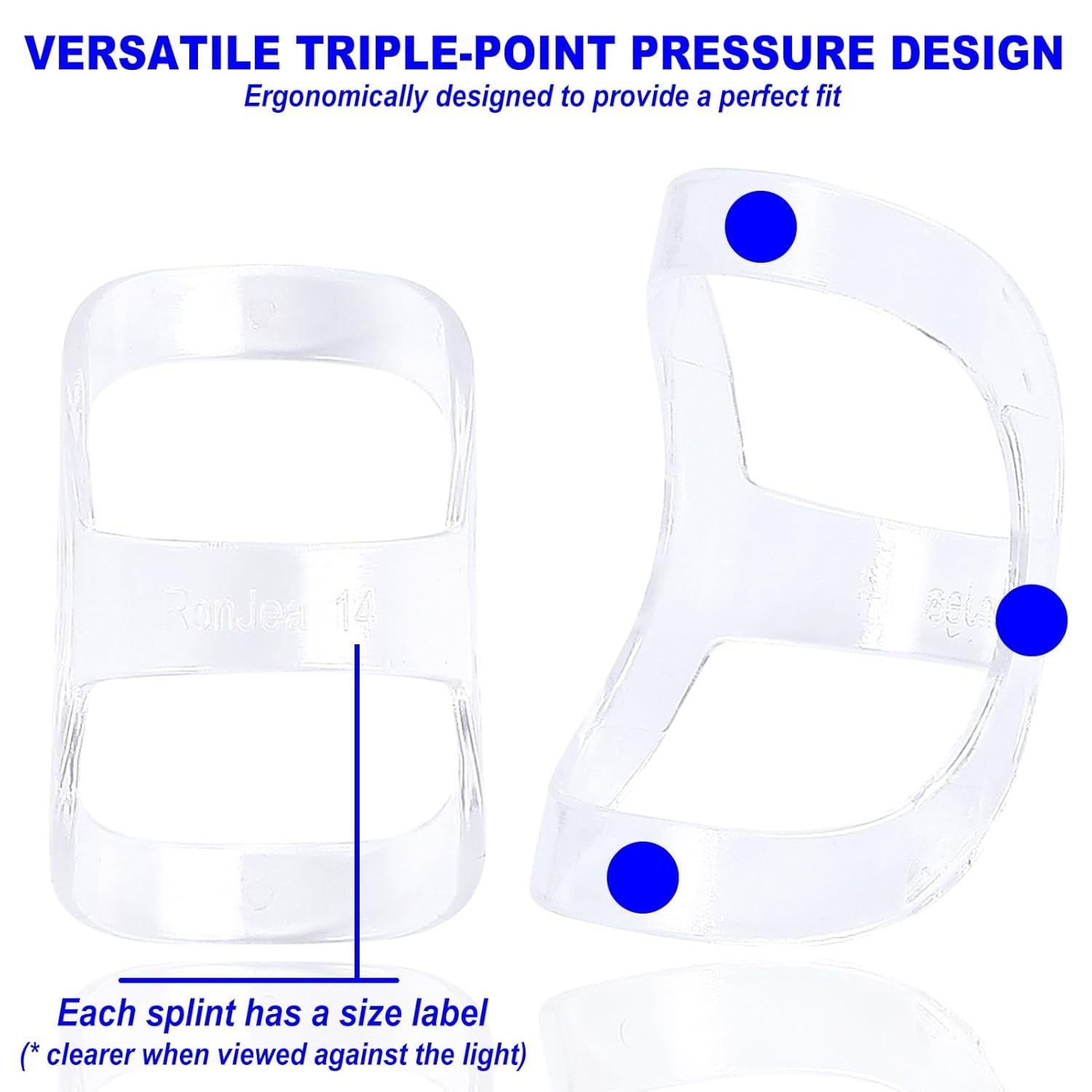 10Pcs Clear Oval Finger Splints & Sleeves Kit, 6 Graduated Trigger Finger Splint