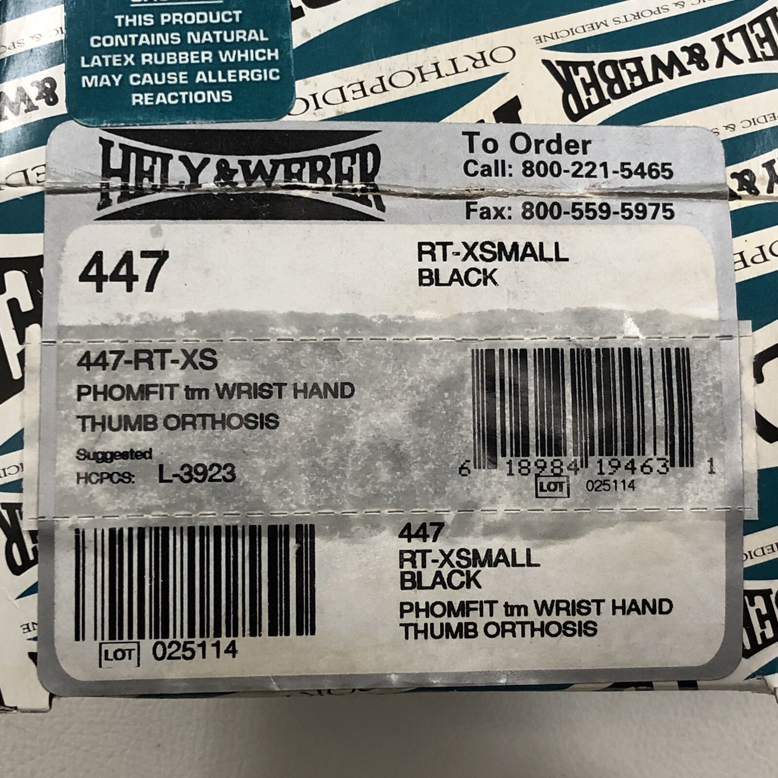 Hely & Weber 447-RT Wrist Hand Thumb Orthosis Brace Size Small