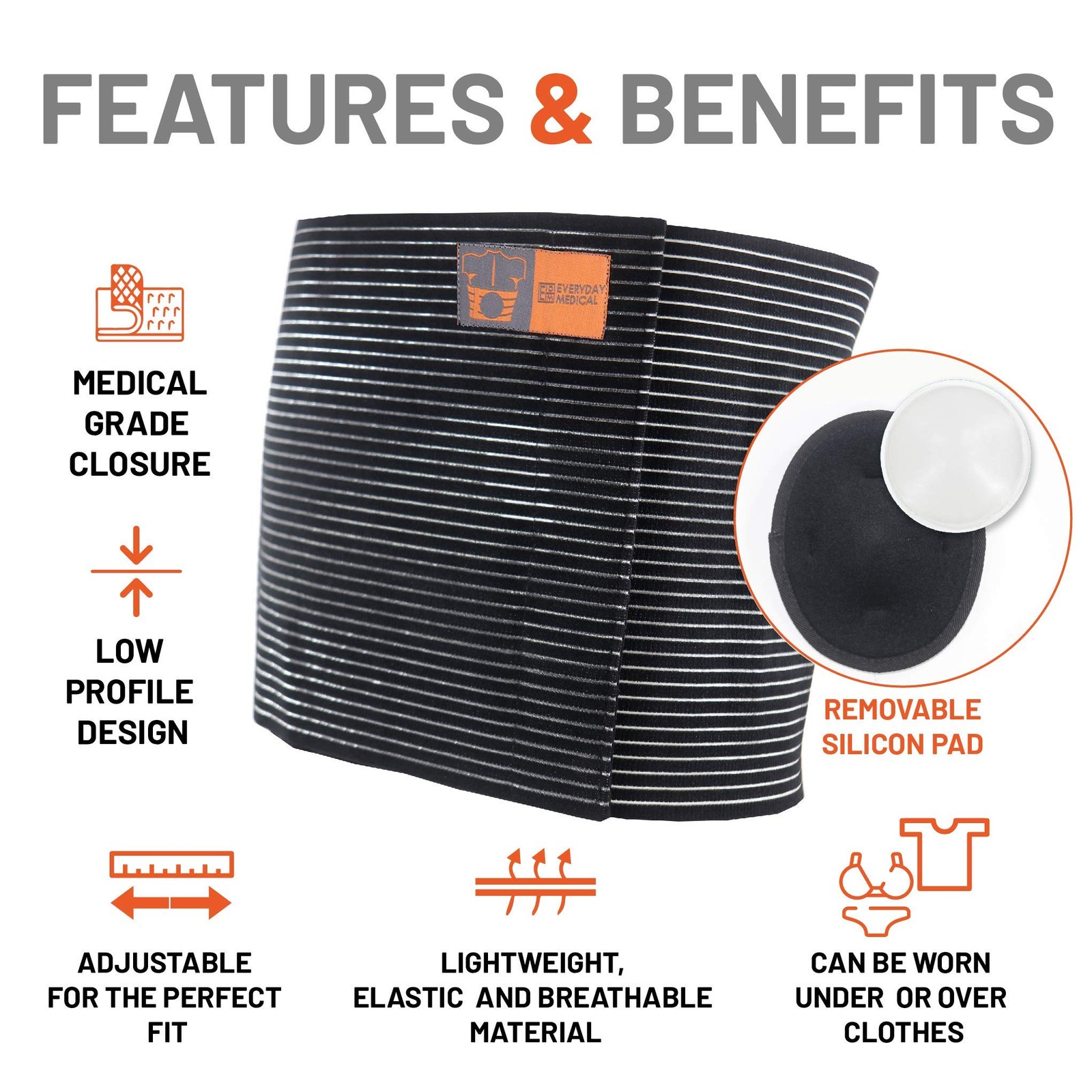 Everyday Medical Plus Size Umbilical Hernia Support Belt I Pain and Discomfort R