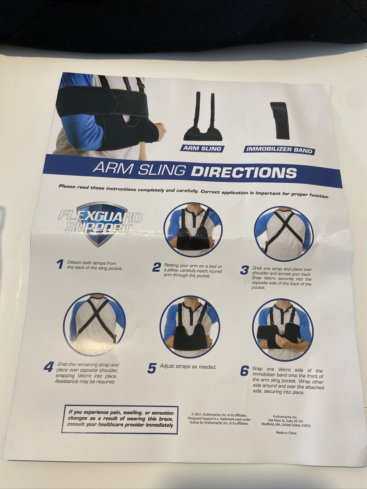 Synchronicity Flexguard Arm Sling with Immobilizer Band Size M 5′-5’8″ 110-165lb