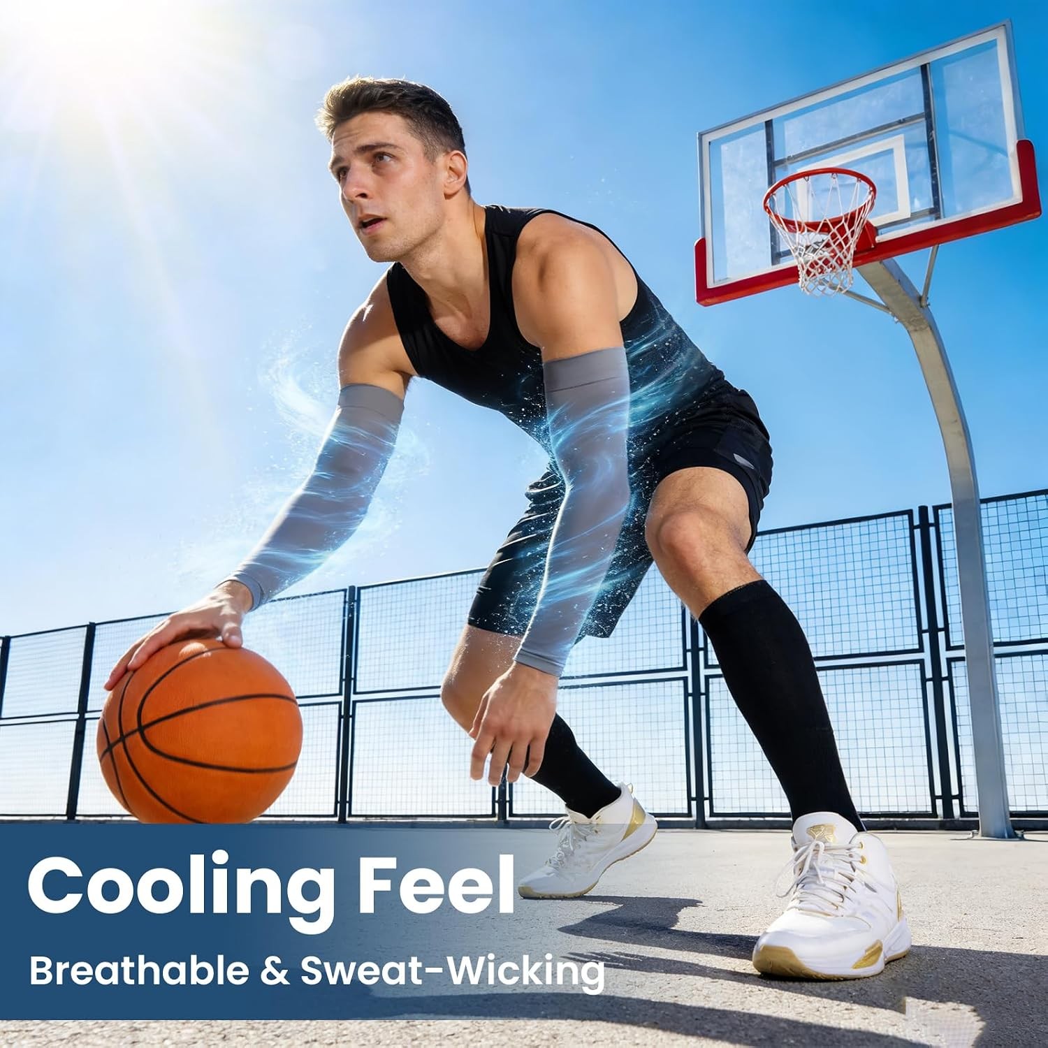 Cooling Compression Arm Sleeves 8 Pairs UV Sun Protection Outdoor Sports Men Wom