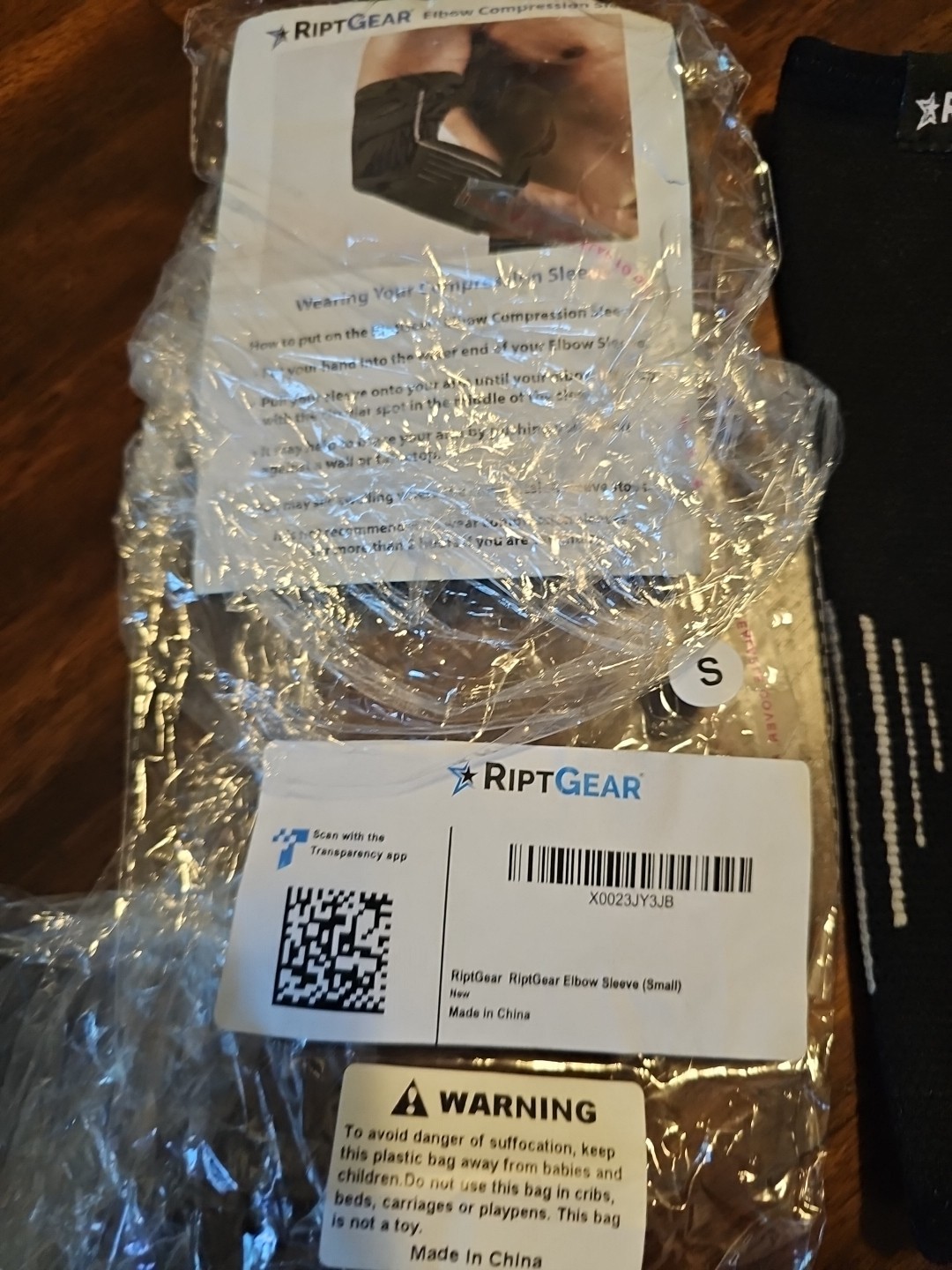 RiptGear Elbow Brace Compression Sleeve Black- Arm Sleeve – Size Small (S5)