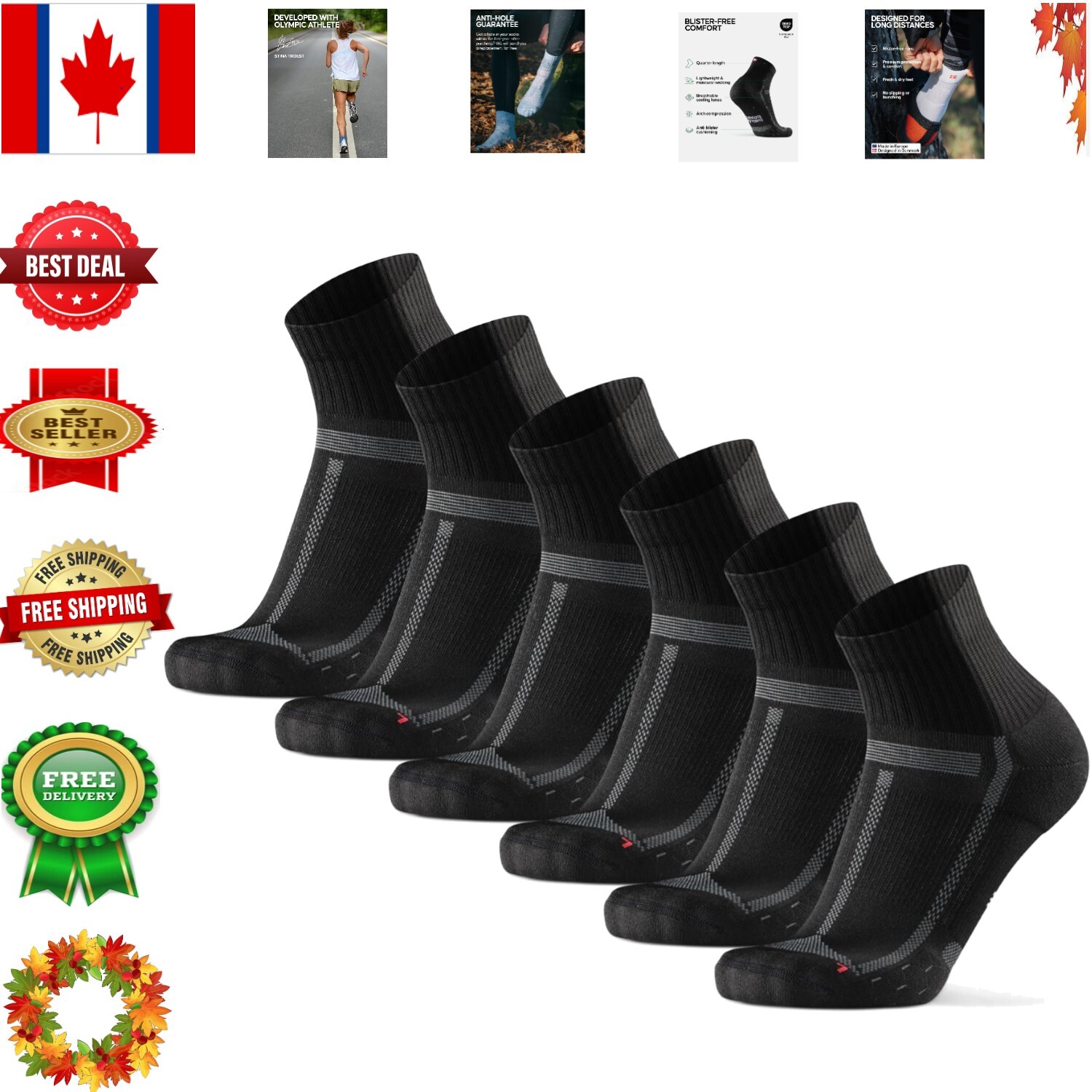 Cushioned Arch Compression Running Socks for Men & Women – Blister-Free Comfort