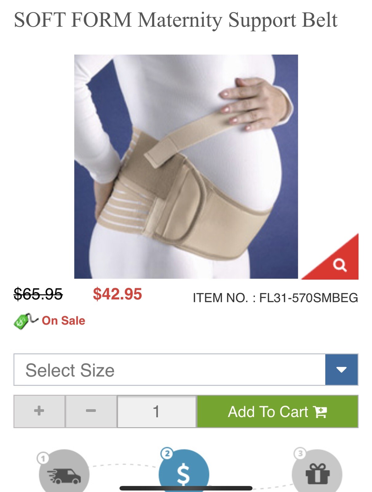 New Orthopedic Soft Form Maternity Support Belt, Universal, Large, 31-570LGBEG