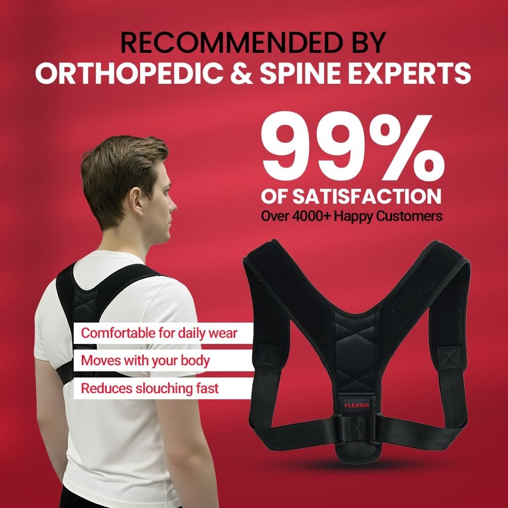 FLEXIOR Posture Corrector for Women and Men, Adjustable Back braces for Upper &
