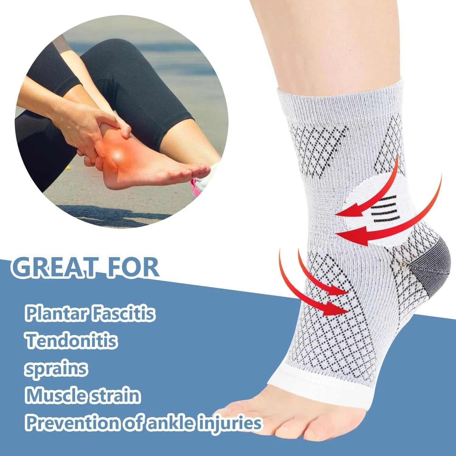 Ankle Brace for Women & Men,4 Pairs Ultra Breathable Plantar Fasciitis Socks,Ank