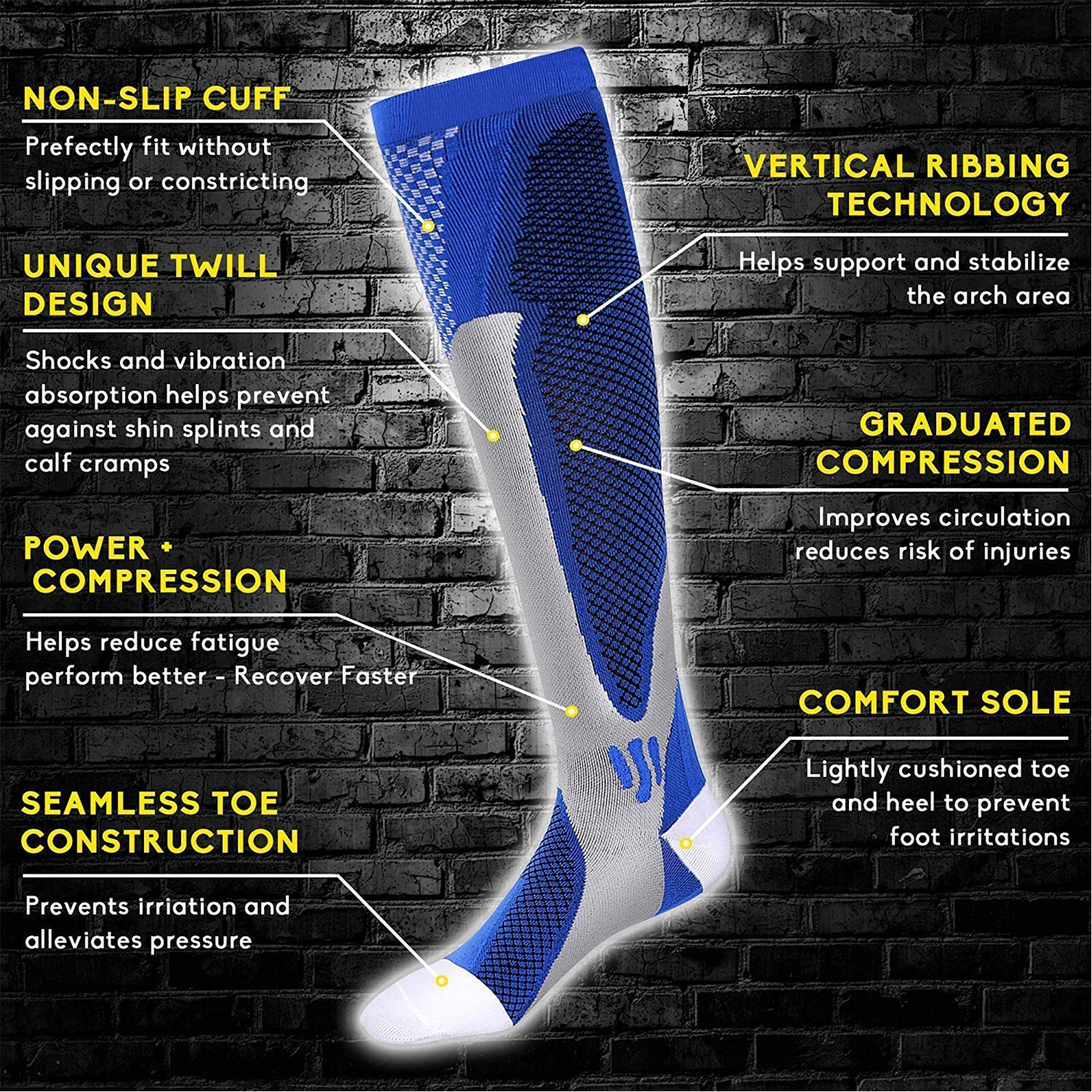 1-3pair Compression Socks Running Football Soccer Stockings Men Women Sport Sock