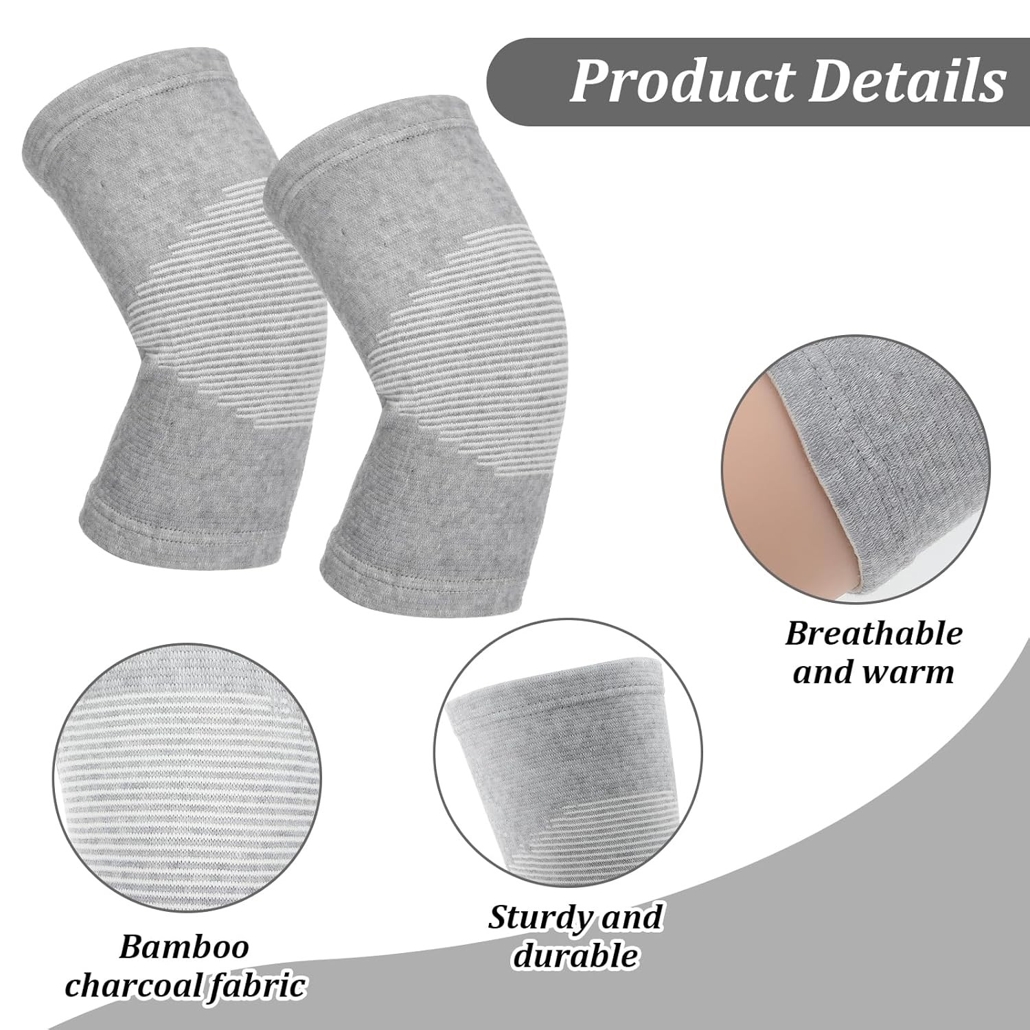 Bamboo Knee Sleeve Compression Knee Brace Elastic Support Breathable Knee Pads L