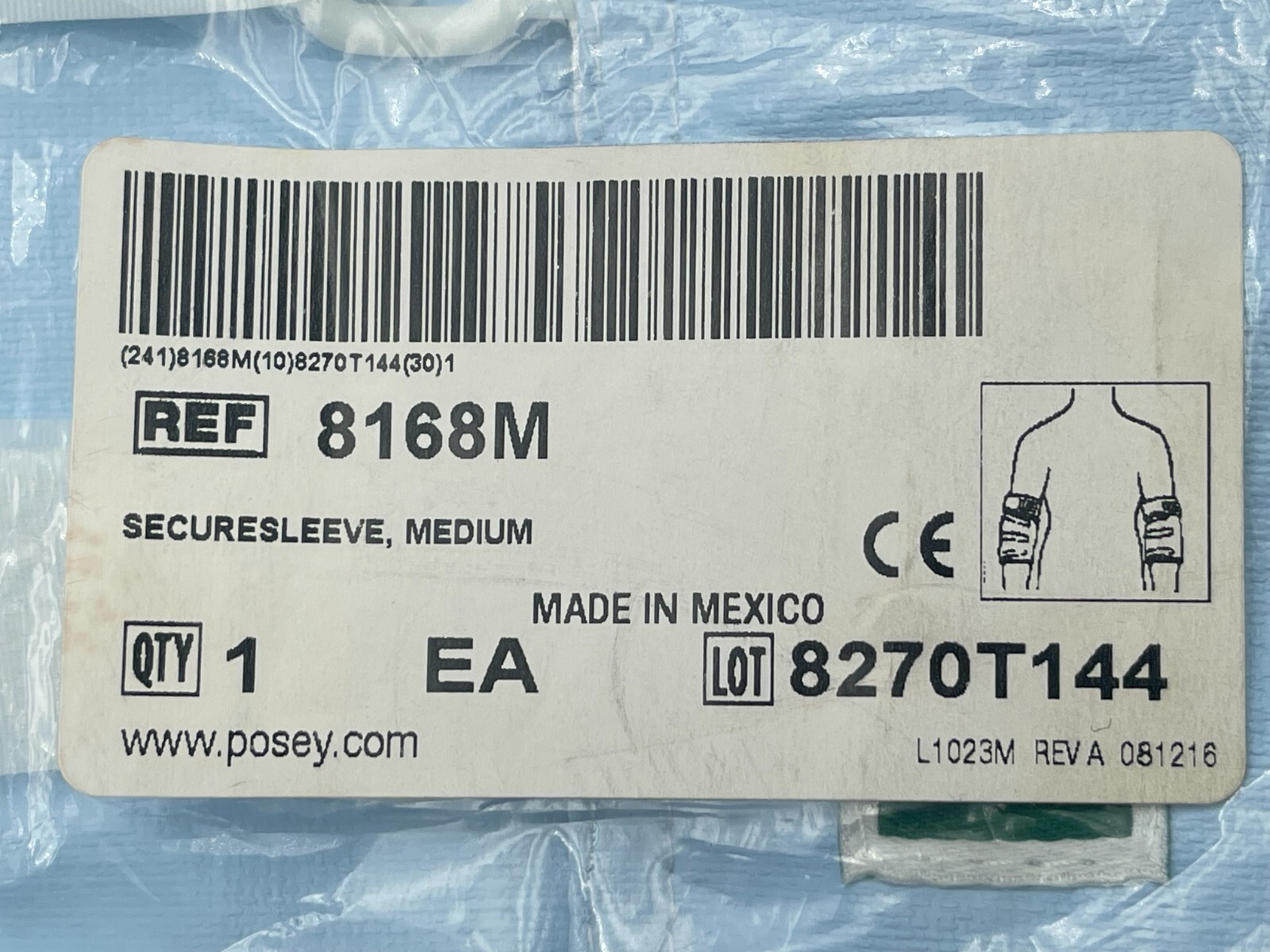 6-Pack Posey Secure Adjustable Comfort Sleeve Splint Blue Medium Adult 8168M