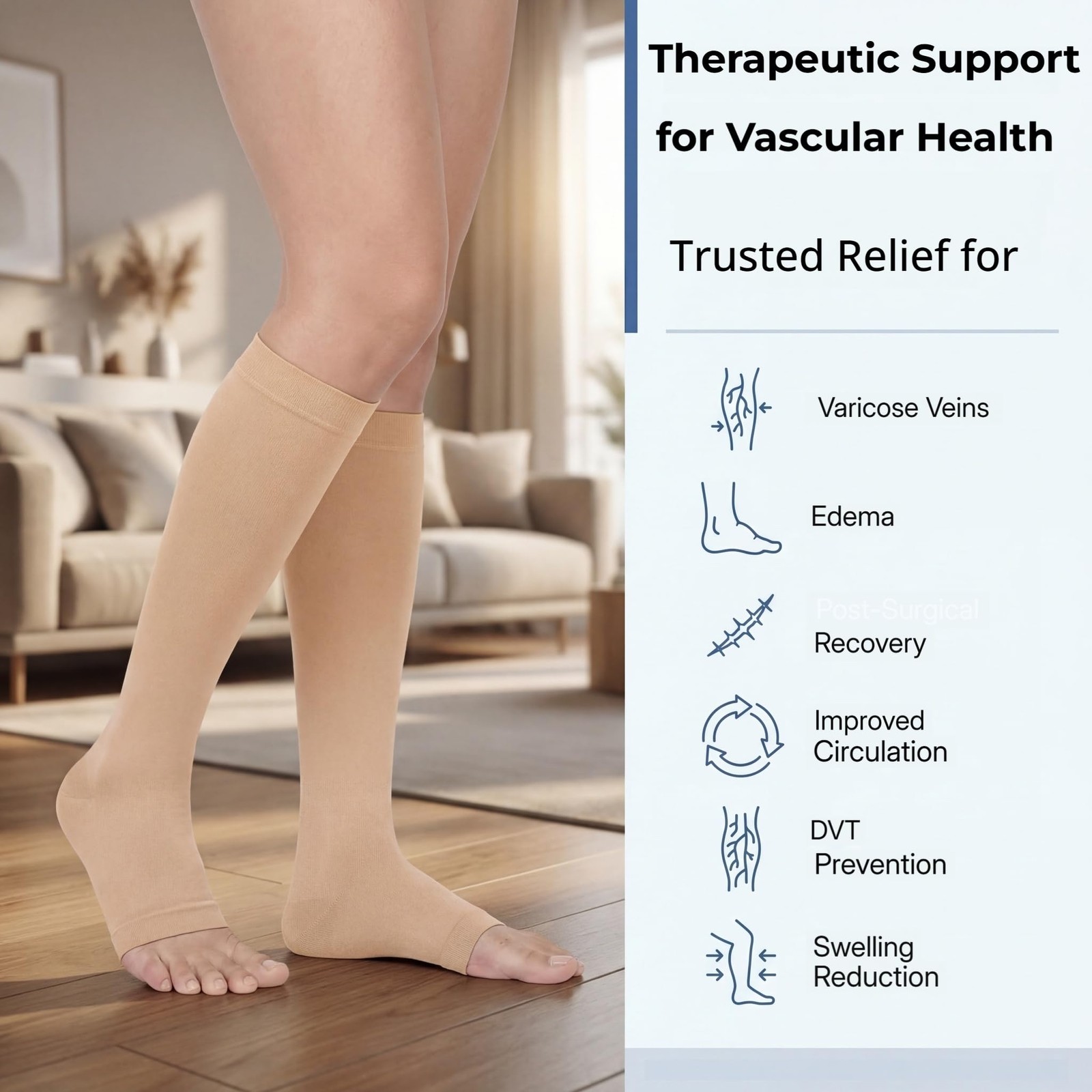 Compression Socks, 20-30 mmHg Graduated Knee-Hi Compression Stockings for Unisex