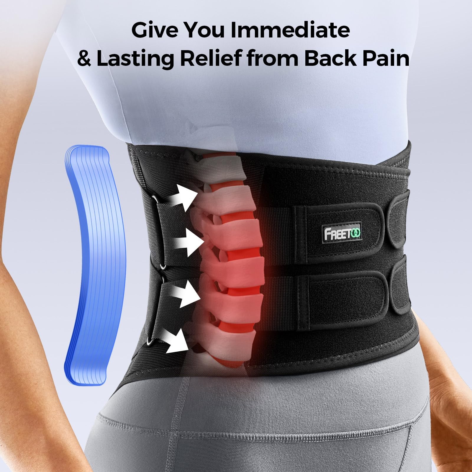 Back Brace for Men Lower Back Pain with 7 Metal Stays for Sciatica Herniated