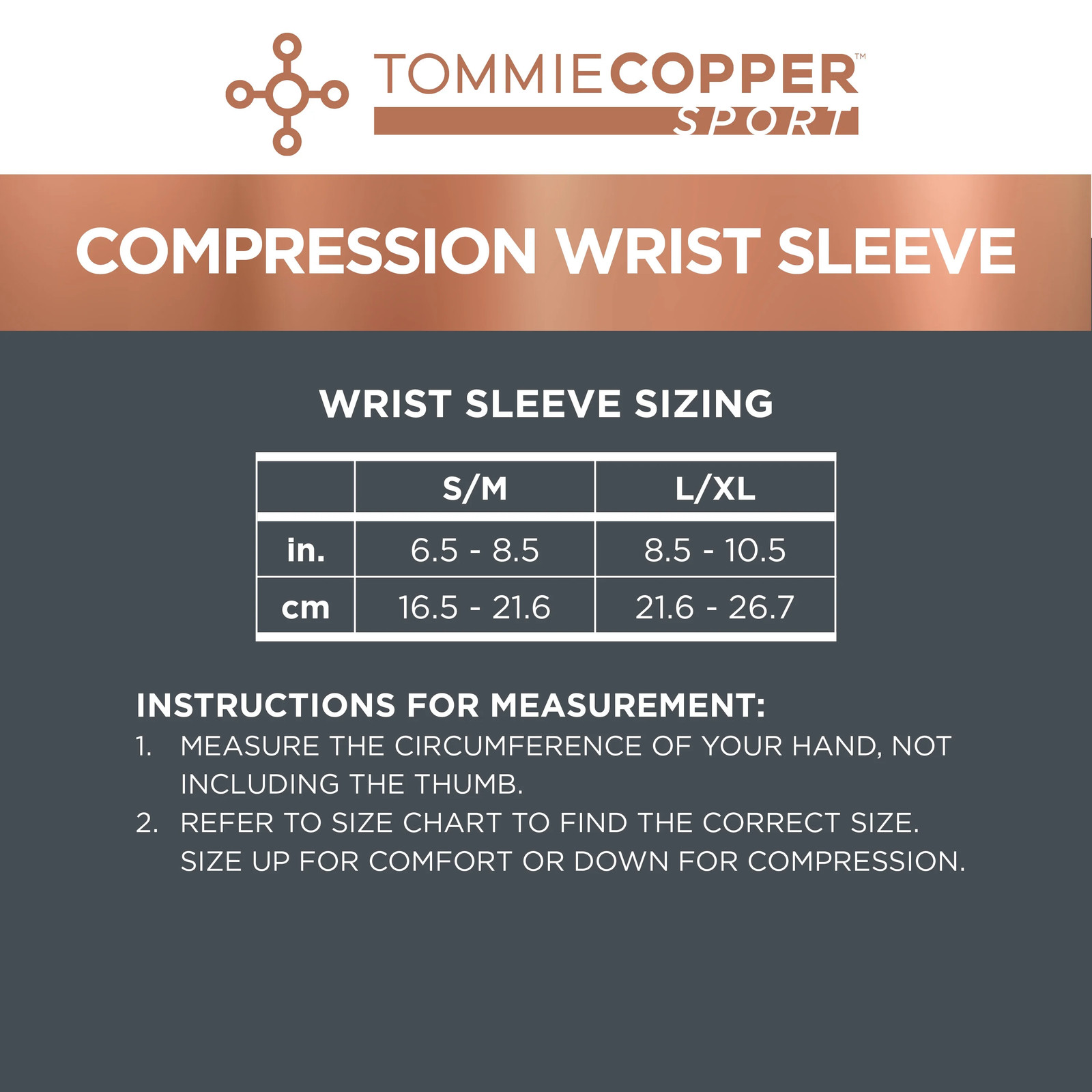 2 pack) Sport Compression Wrist Sleeve, Black, Adult, Small/Medium, Copper and