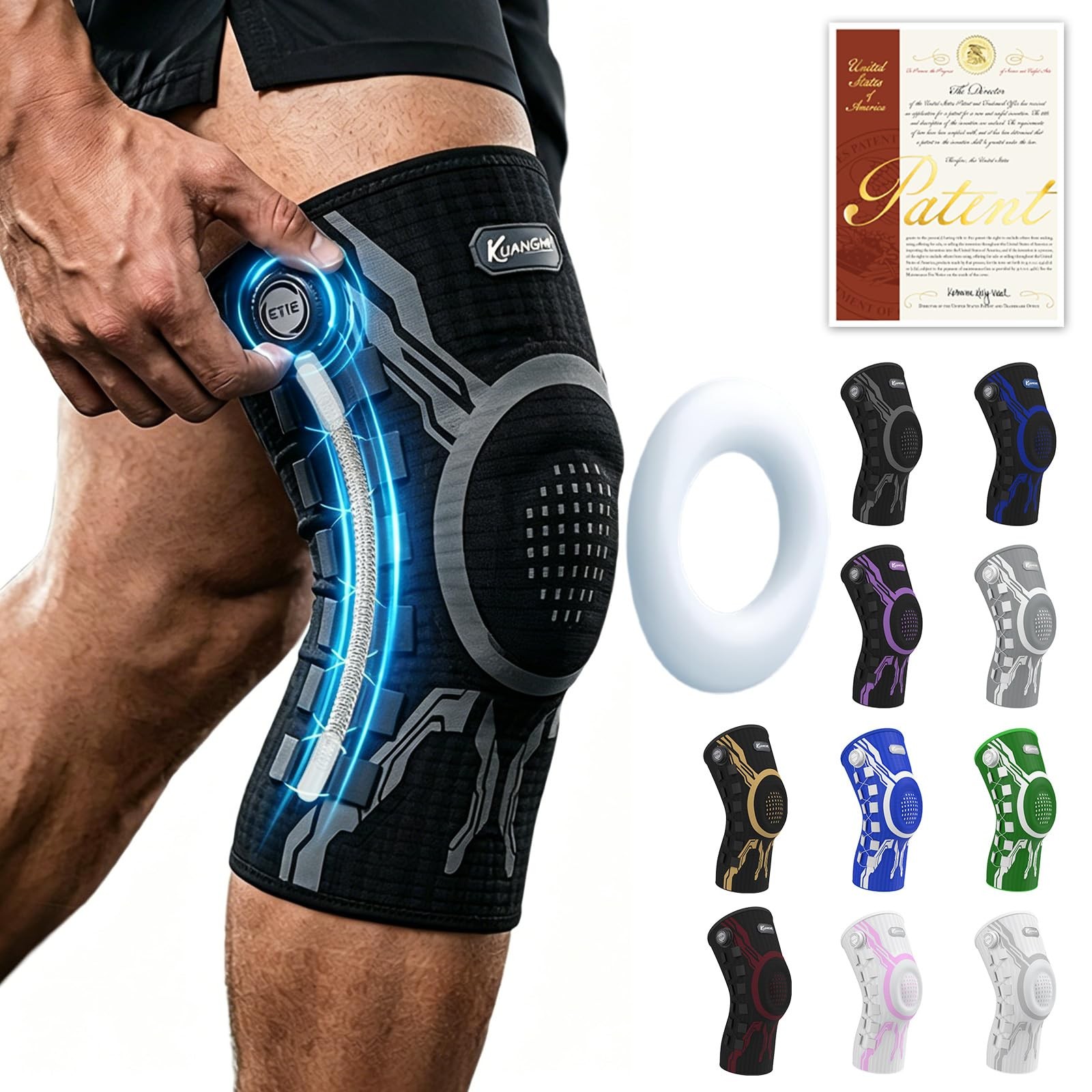 Kuangmi Knob Knee Brace for Pain Relief, Knee Support with Patella Gel Pad an…