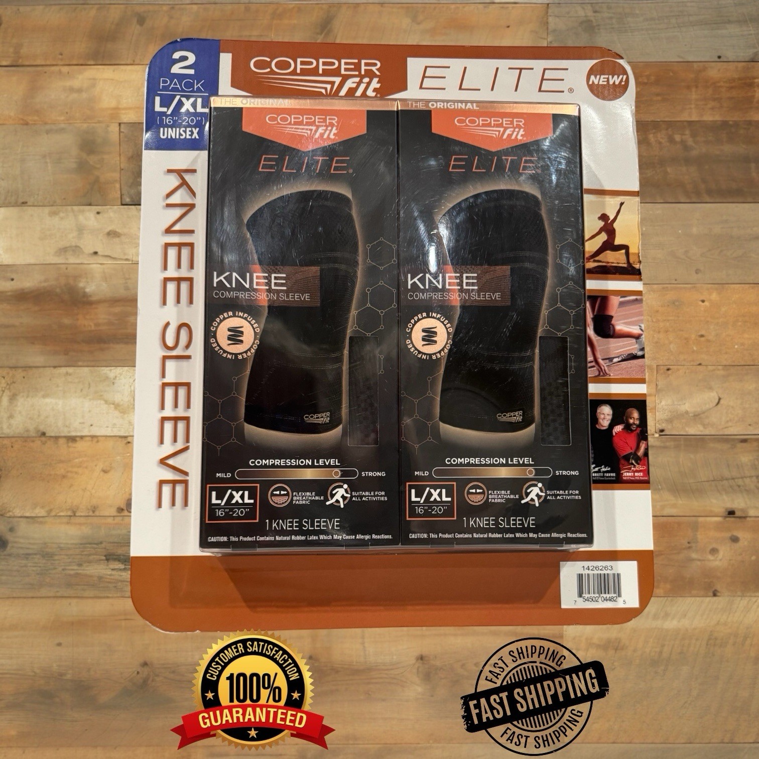 Copper Fit Elite Knee Compression Sleeve L/XL “16-20” (2 pack)