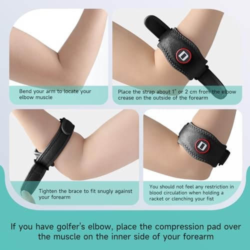 Tennis Elbow Brace for Women & Men, Adjustable Golfer Elbow Strap with