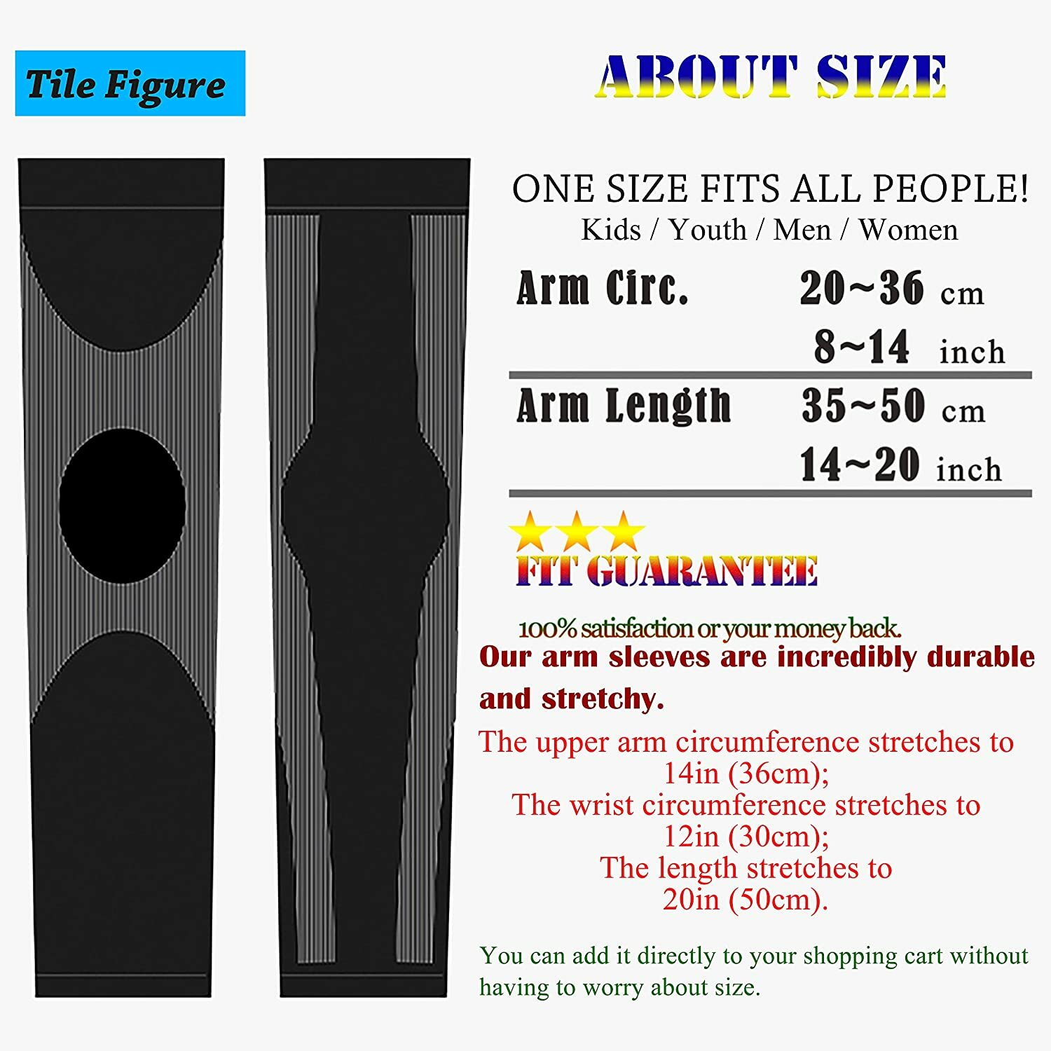 1 pair Arm Compression Sleeves Warm Arm Covers for Men Women UV Protection