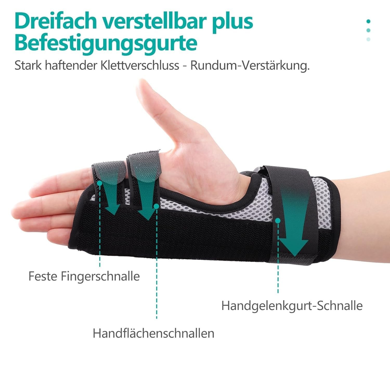 Trigger finger splint, multi-finger support, adjustable wrist support