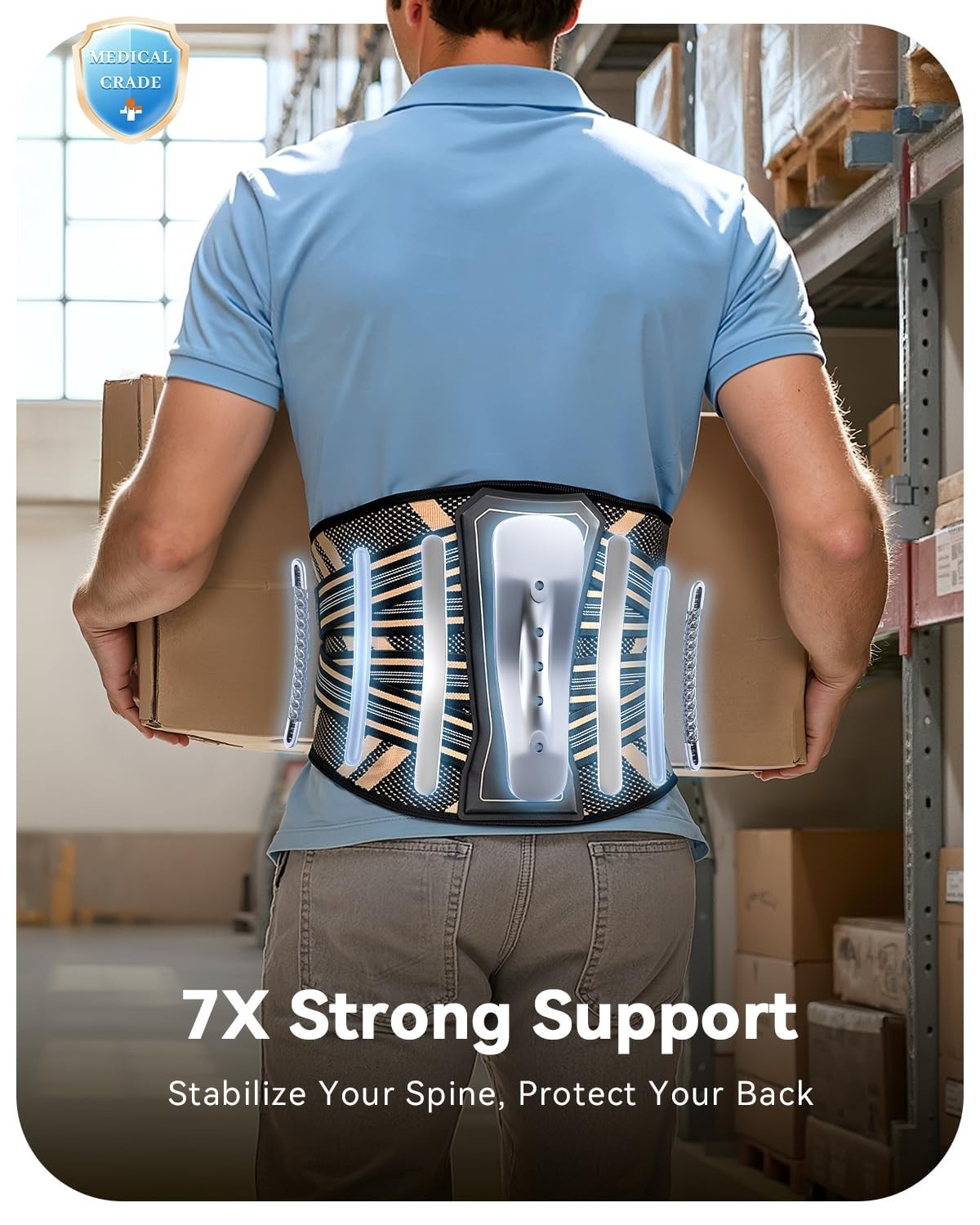 Ultra Breathable Medical Grade Back Brace for Pain Relief – Adjustable Support