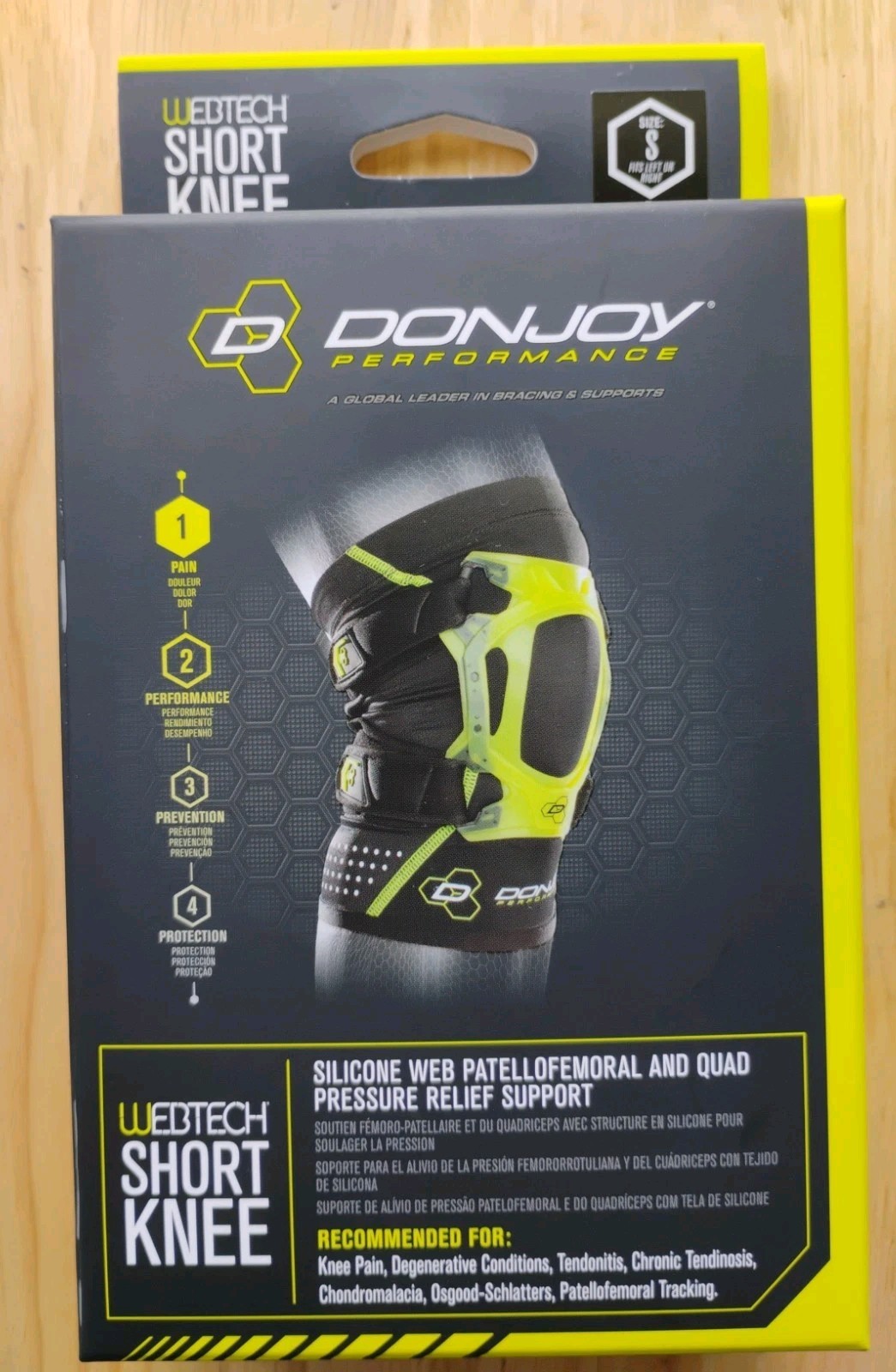DonJoy Performance Webtech Short Knee Brace Small (L or R) New