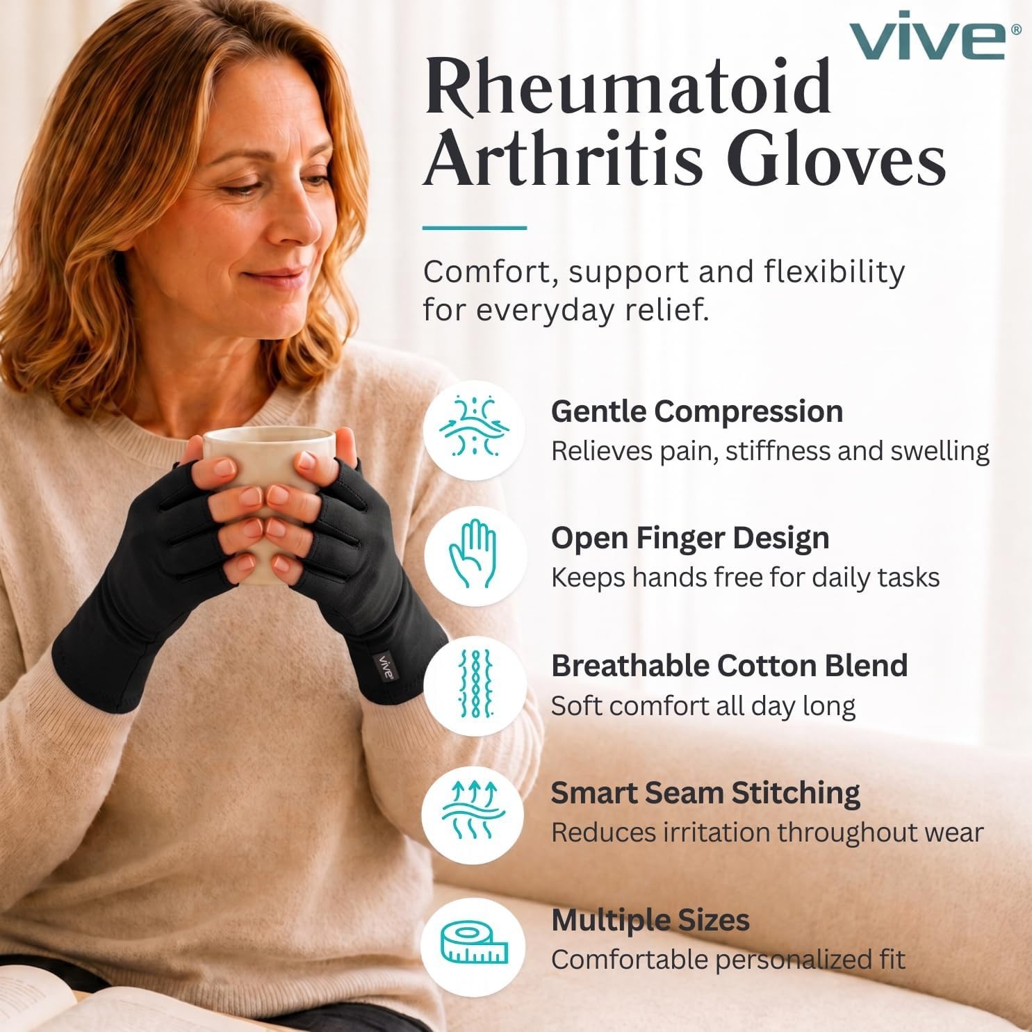 Durable Thermal Compression Gloves for Arthritis – Open Fingers, Comfortable Fit