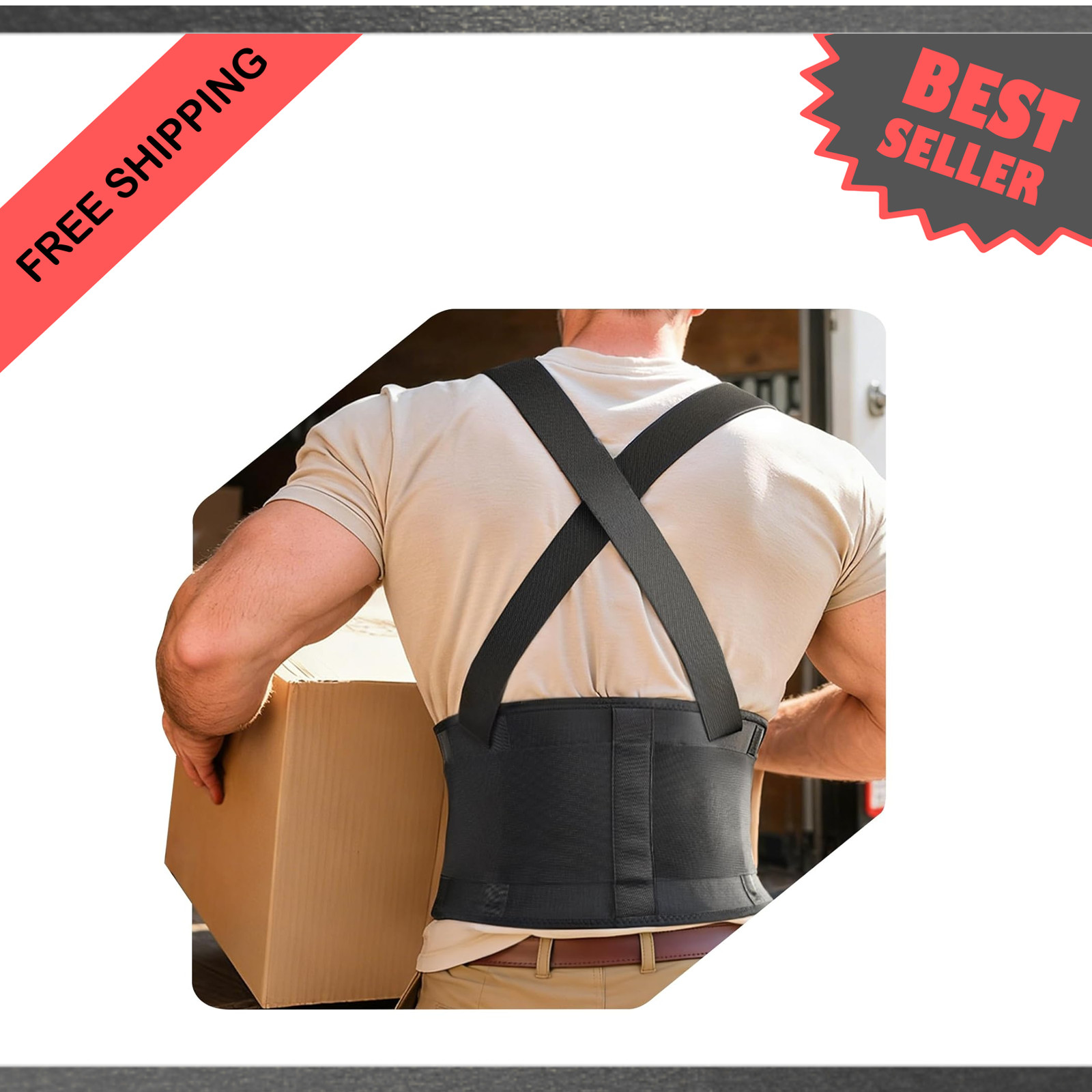 Medical Grade Back Brace with Adjustable Shoulder Straps Lower Back Support Belt