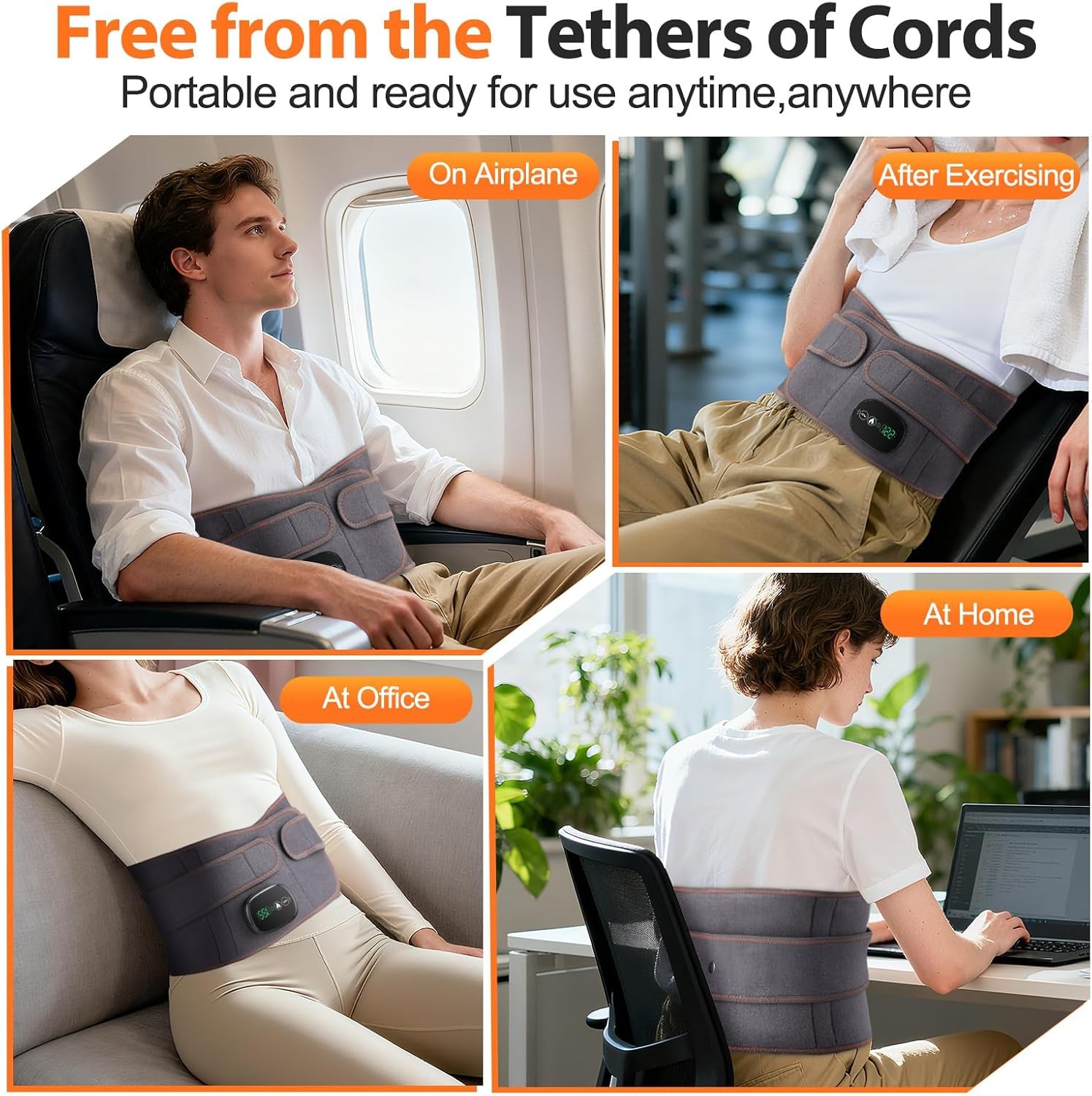 Infrared Light Heating Lumbar Back Support Brace Vibration Waist Belt Massager