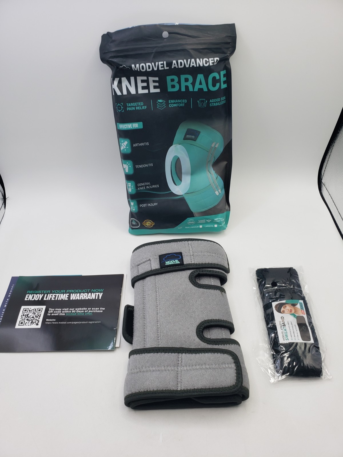 MODVEL ELITE Knee Brace for Women & Men with Side Stabilizers, XXL Grey Black