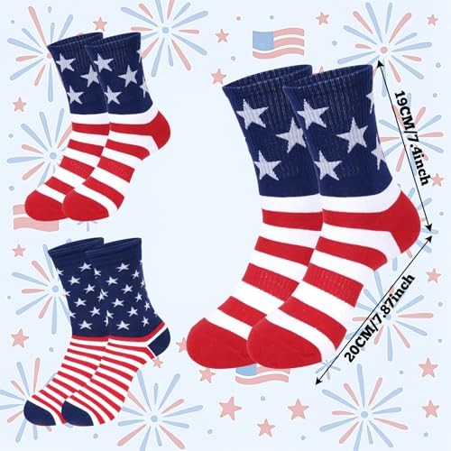2 Pairs American Flag Socks 4th of July Sock for Men Women