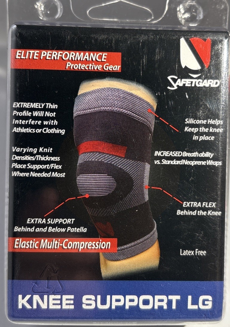 Safetgard All Sports(Football/Baseball)Compress Knee Support Large 17.5”-19”NEW
