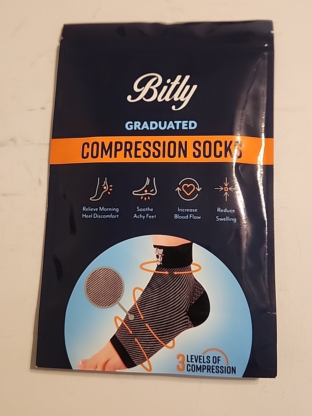 Bitly Plantar Fasciitis Compression Socks Women & Men Medium, Black. (Lot Of 9)