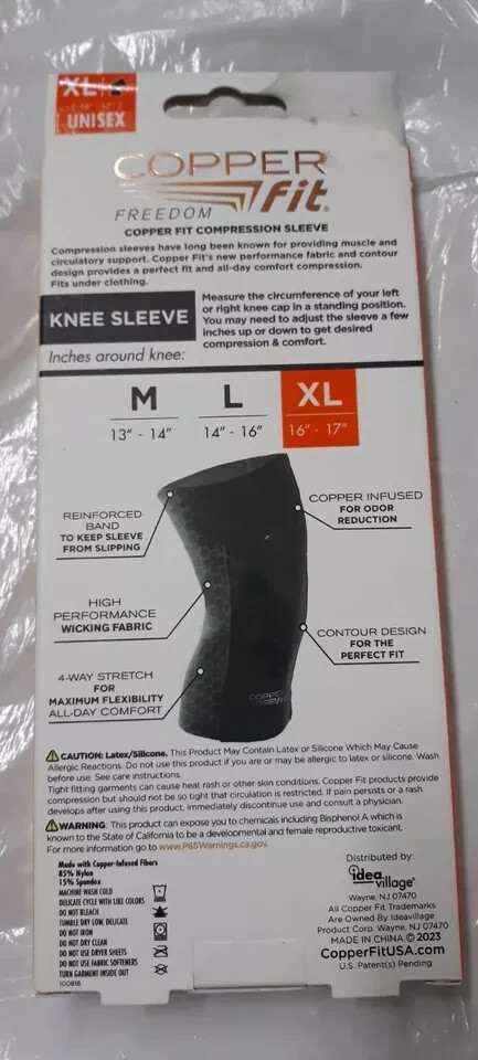 Copper Fit Original-Freedom-Compression Infused Knee Sleeve XL Unisex NEW