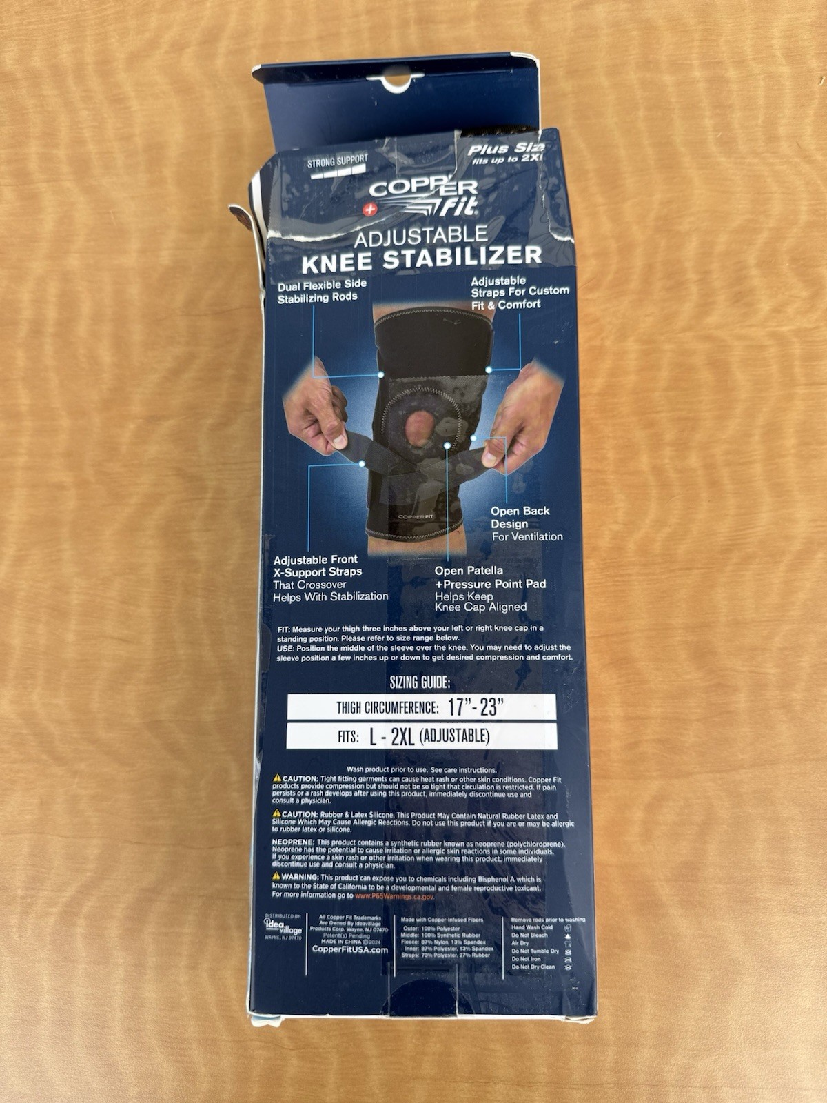 Copper Fit Adjustable Knee Stabilizer Brace L/2XL New Open Box Damaged Box