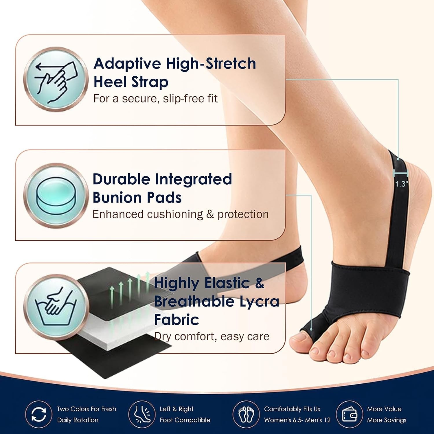 Bunion Corrector Sleeves Toe Separators Gel Cushion Pads Heel Strap Lycra 4 Pack