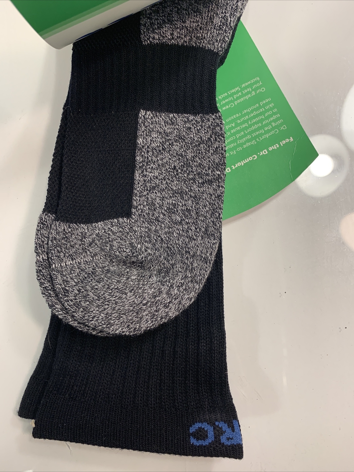 Dr Comfort Diabetic Crew Length Socks Supports Shape to Fit Seamless New Black