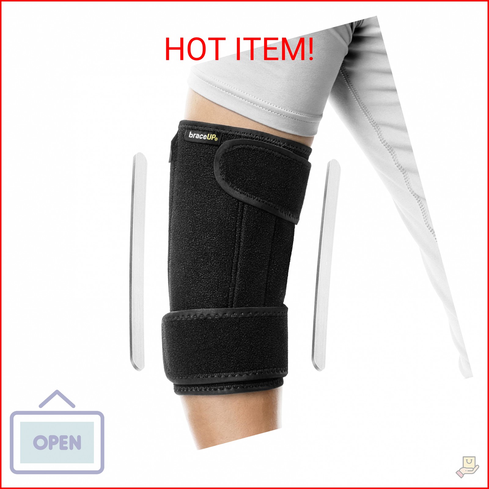 BraceUP Elbow Brace with Metal Splints – Adjustable Support for Cubital Tunnel S