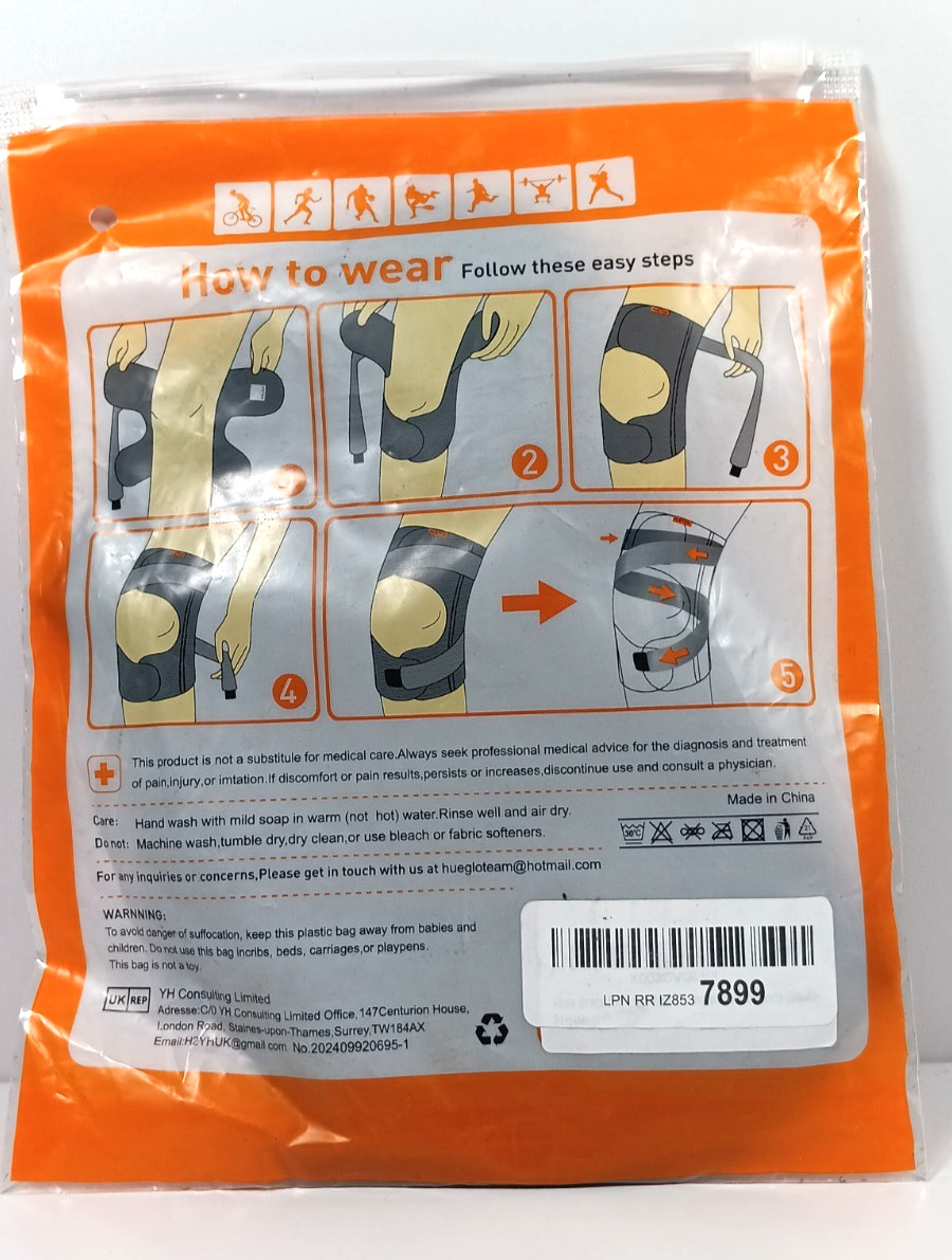 Patella Knee Brace Breathable Hook Loop Wrap New Open Box Size Small Huetide